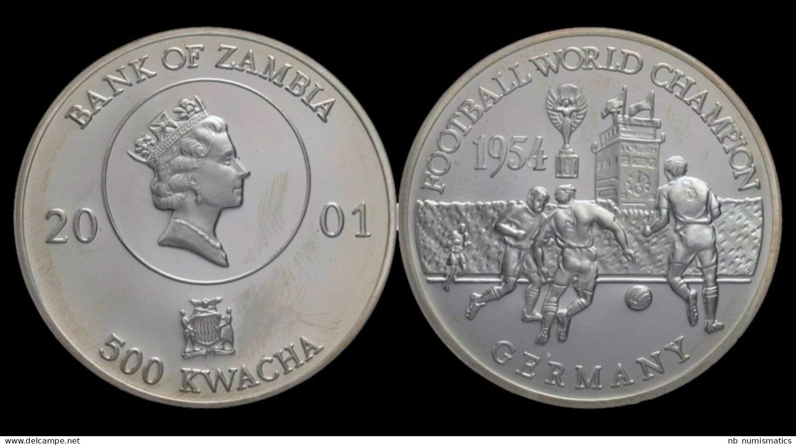 Zambia 500 Kwacha 2001- Germany- Football World Champion 1954 Proof Proof In Plastic Capsule - Zambia