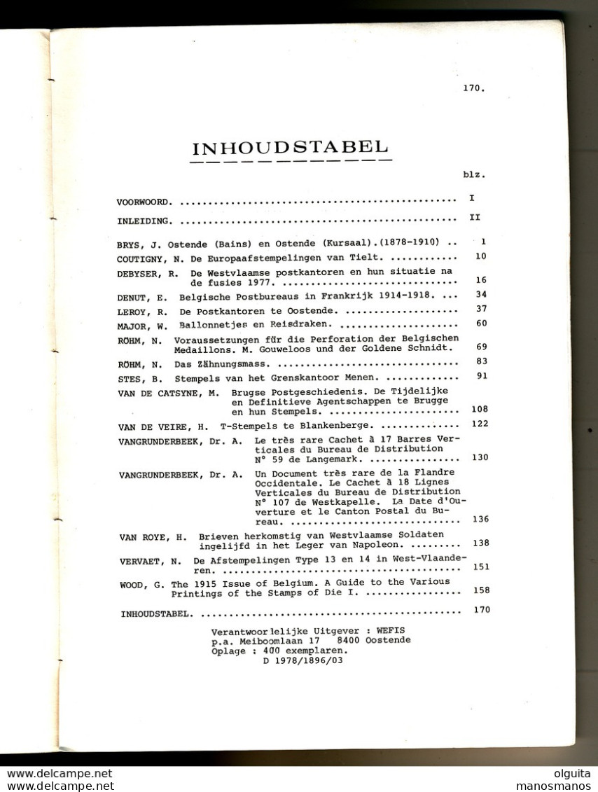 986/25 --  WEFIS Lustrumnummer , Diverse Artikelen , Zie Inhoudstabel , 1978 , 170 Blz. - Olandesi (dal 1941)