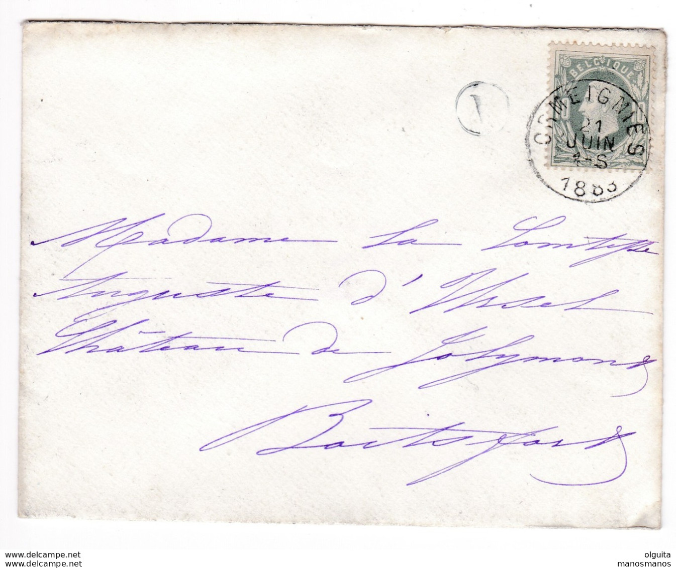 787 B/29 -- Enveloppe TP 30 ORMEIGNIES 1883 - Boite Rurale Du Chateau - TB Verso - Familes De Rouillé Et D' Ursel - Rural Post