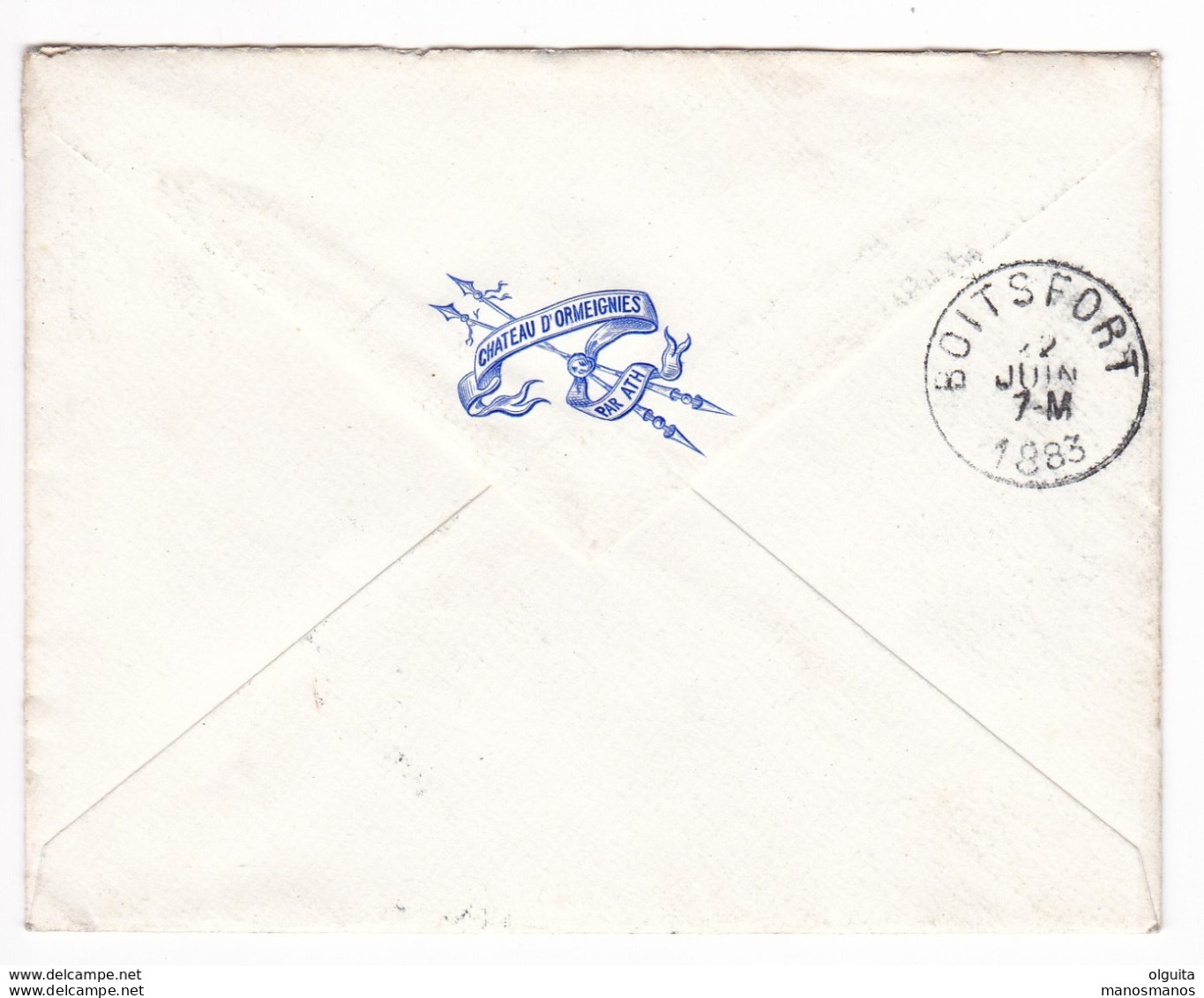 787 B/29 -- Enveloppe TP 30 ORMEIGNIES 1883 - Boite Rurale Du Chateau - TB Verso - Familes De Rouillé Et D' Ursel - Rural Post