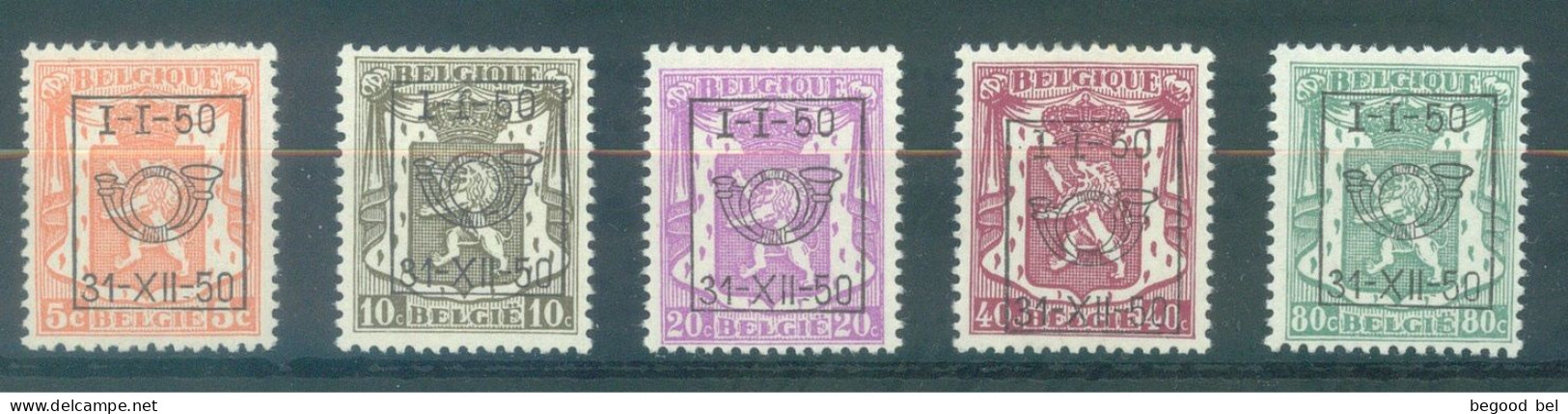 BELGIUM - I-I-1950 31-12-1950 - MVLH/* - STAATSWAPPEN PETIT SCEAU DE L'ETAT -  COB PRE599-603 - Lot 25926 - Tipo 1936-51 (Sigillo Piccolo)