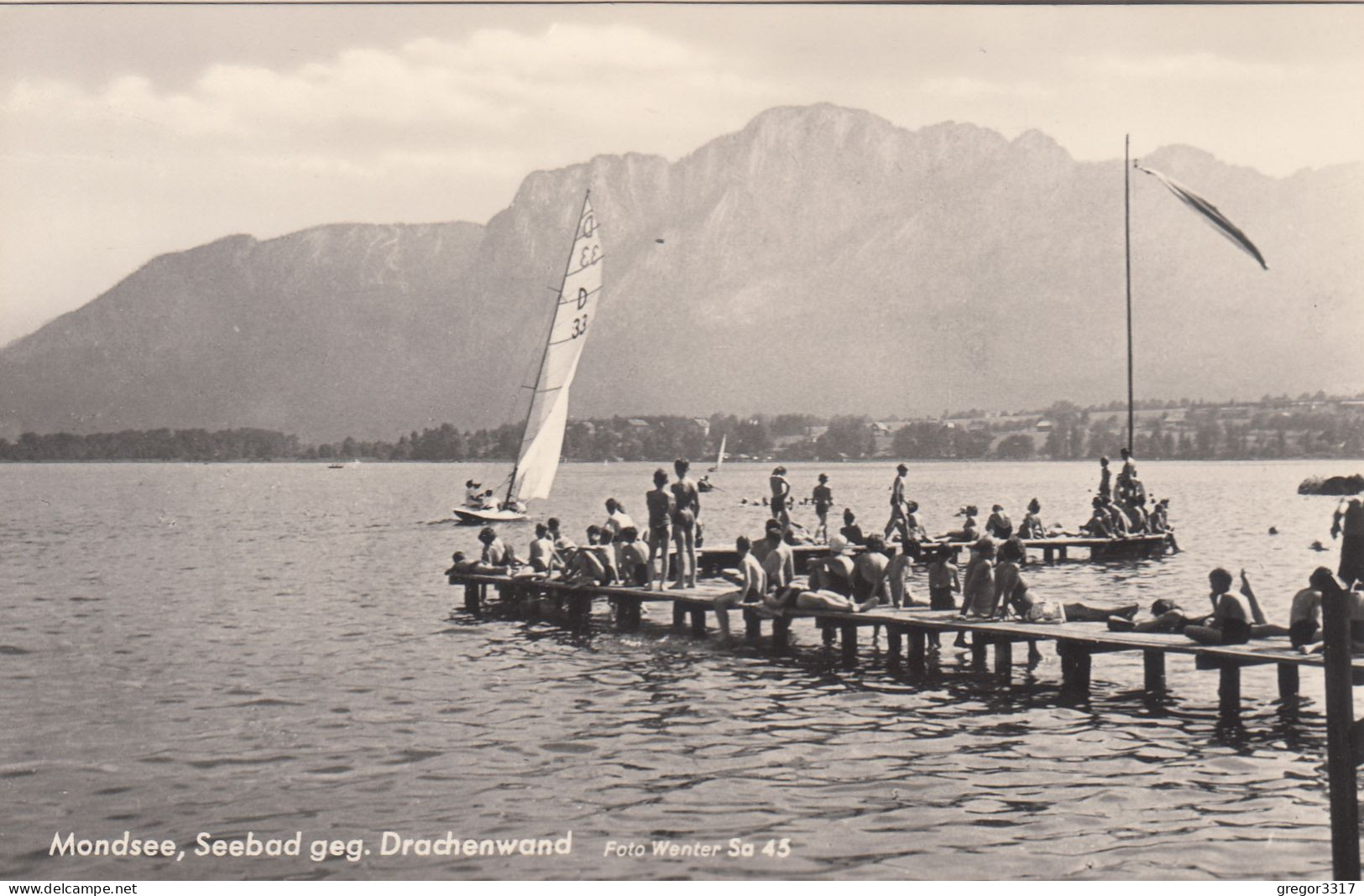 D8599) MONDSEE - Seebad Geg. Drachenwand - Kinder Steg - Segelboot ALT - Mondsee