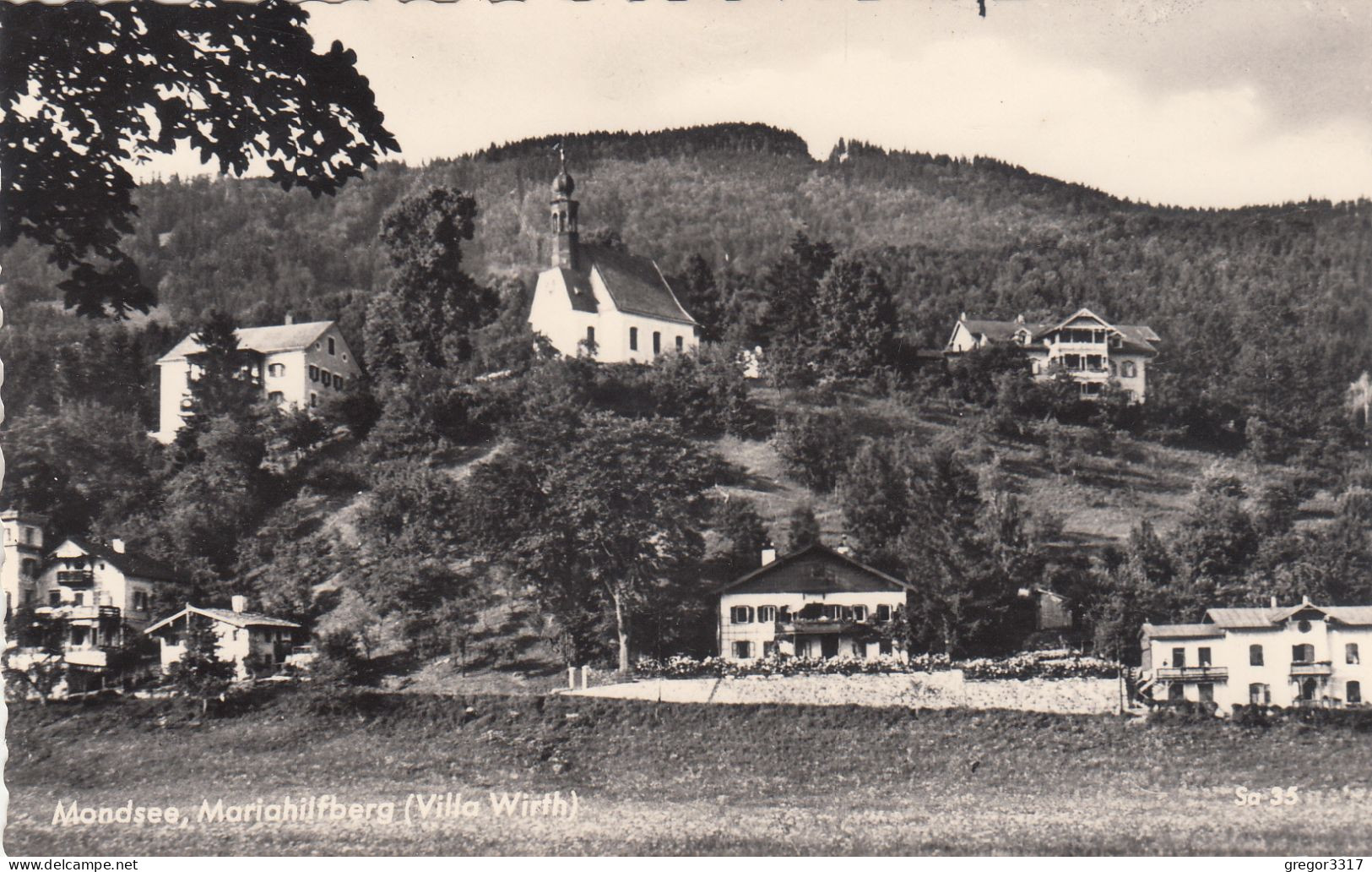 D8600) MONDSEE - MARIAHILFBERG - Villa WIRTH - Kirche Häuser S/W FOTO AK - Mondsee