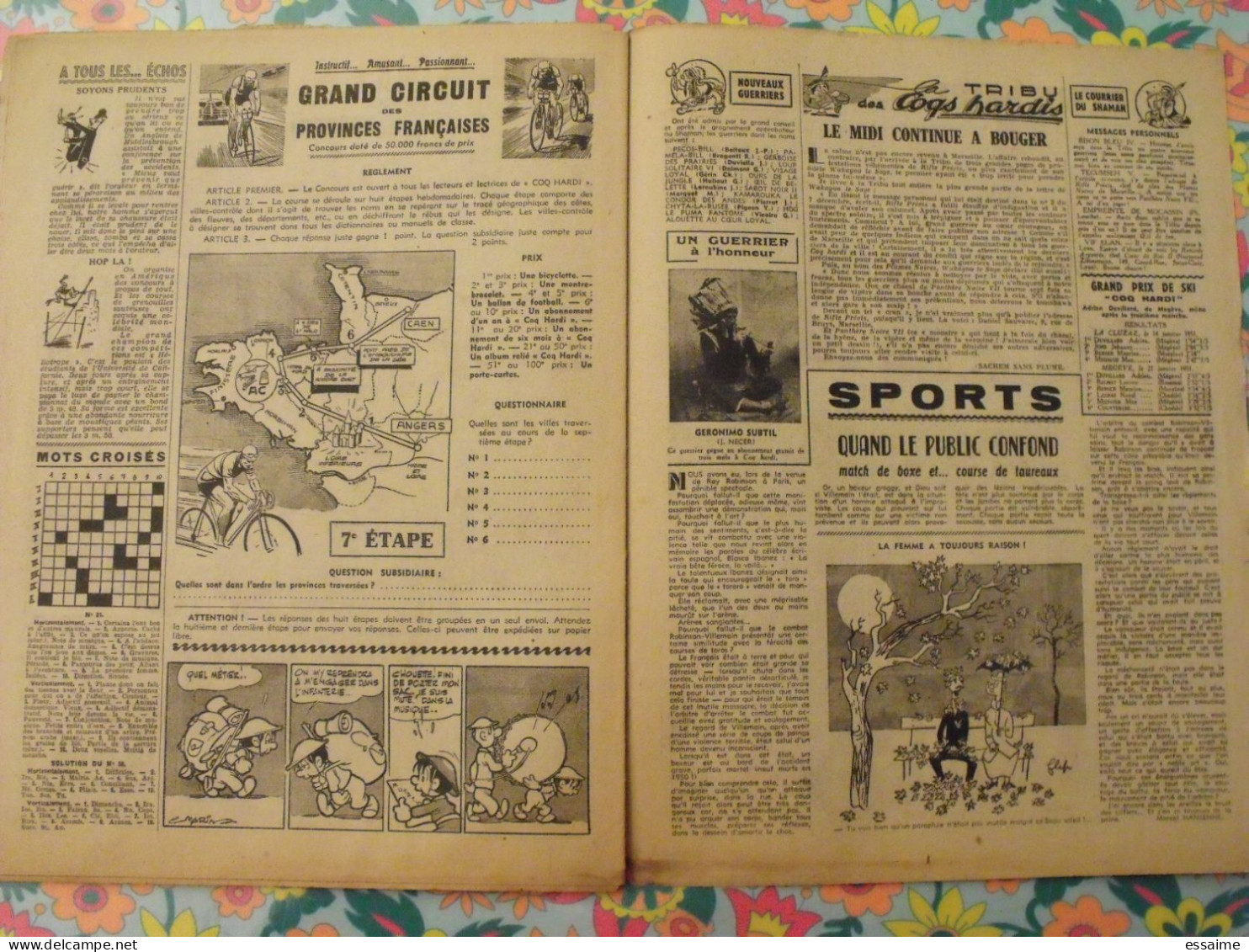 9 numéros de Coq Hardi de 1951. Sitting Bull, jacques canada, roland, marco polo, père noël. A redécouvrir