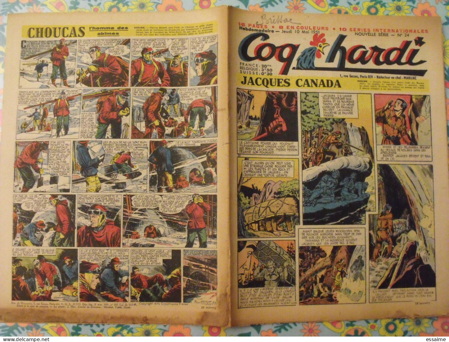 10 numéros de Coq Hardi de 1951. Sitting Bull, jacques canada, roland, marco polo, père noël, choucas. A redécouvrir