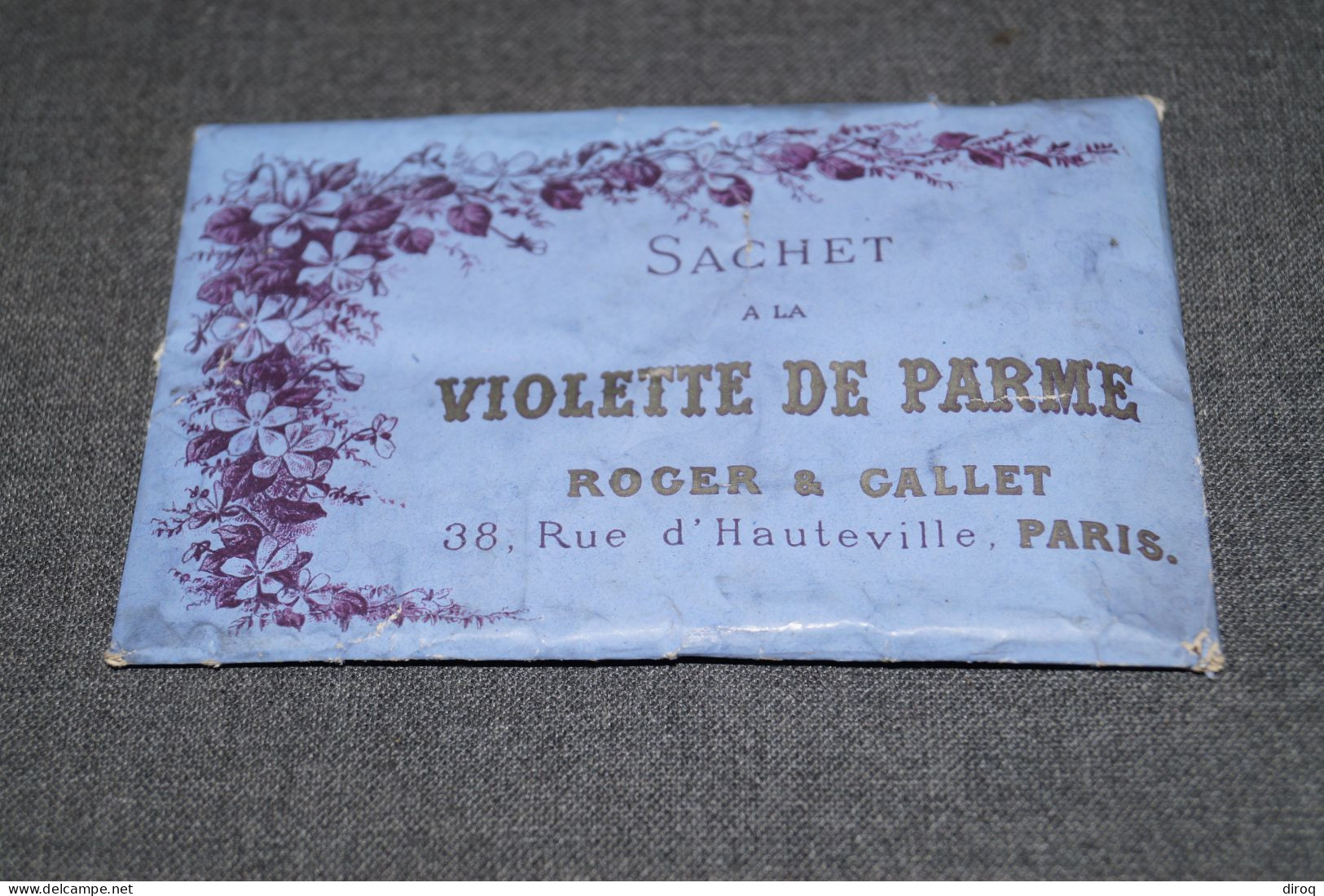 Roger Gallet,parfumerie Violette De Parme,très Ancien Sachet Pour Collection,120 Mm./80 Mm. - Sonstige & Ohne Zuordnung