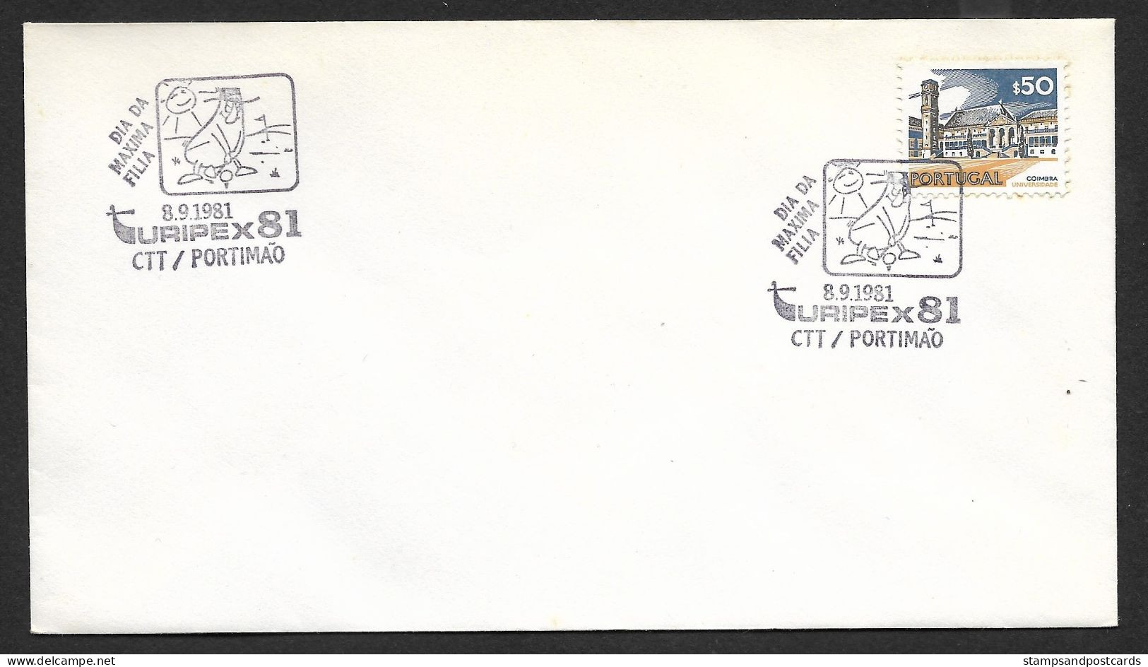 Portugal Cachet Commémoratif Golf Expo Philatelique Tourisme Turipex Portimão Algarve 1981 Stamp Expo Event Pmk - Golf