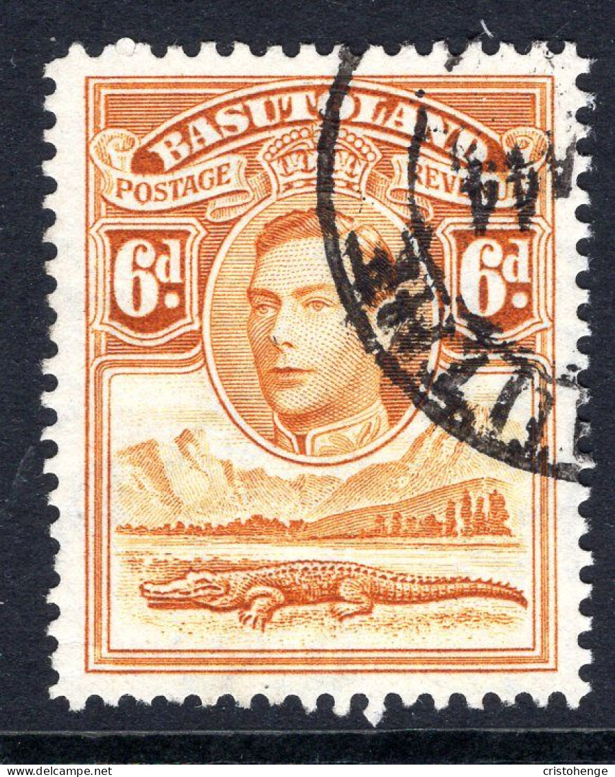 Basutoland 1938 KGVI Crocodile & Mountains - 6d Orange-yellow Used (SG 24) - 1933-1964 Kronenkolonie