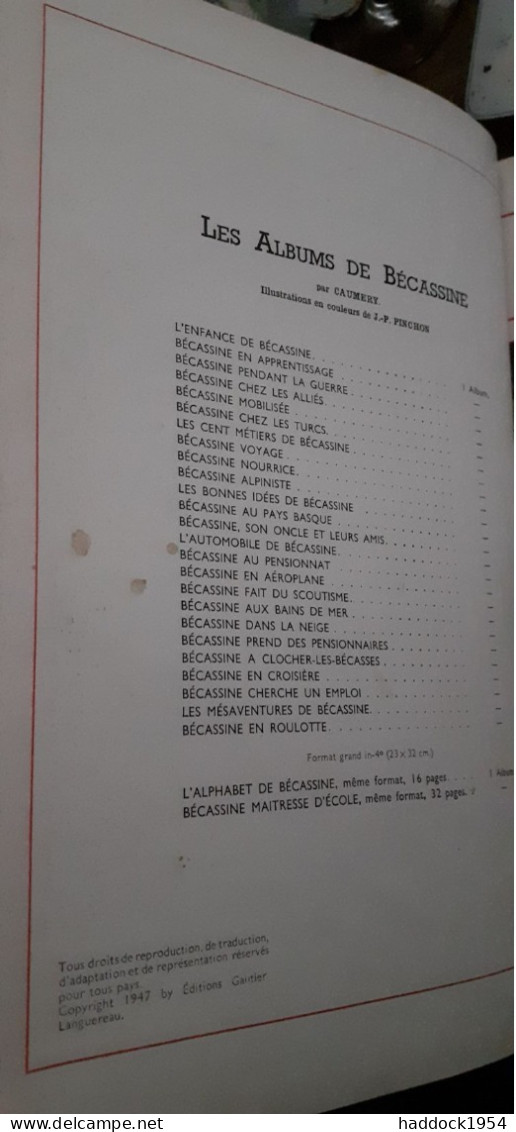 Becassine Voyage PINCHON CAULERY Gautier-languereau 1951 - Bécassine