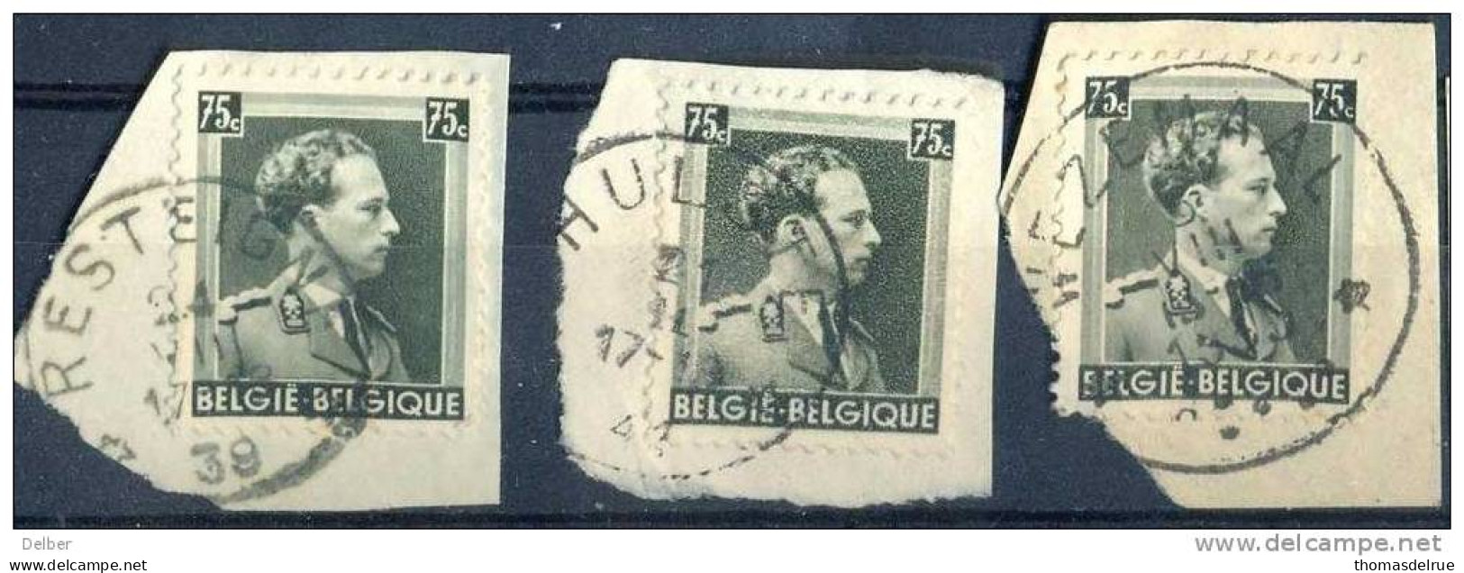 Ha493: N° 480: * RESTEIGNE *  * HULSTE *  & * WEZENMAAL  * Sterstempels / Fragment - 1934-1935 Leopold III