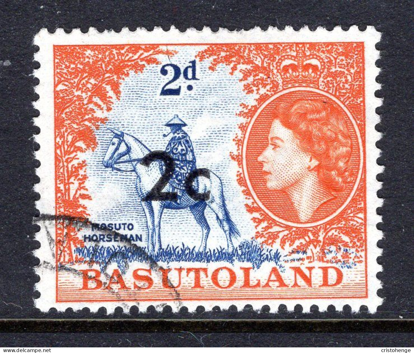 Basutoland 1961 Decimal Surcharges - 2c On 2d Mosuto Horseman Used (SG 60) - 1933-1964 Crown Colony