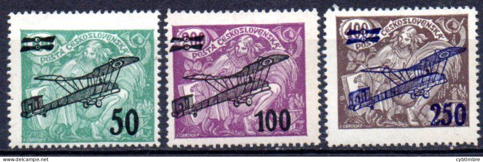 Tchecoslovaquie:: Yvert N° A 7/9* - Airmail