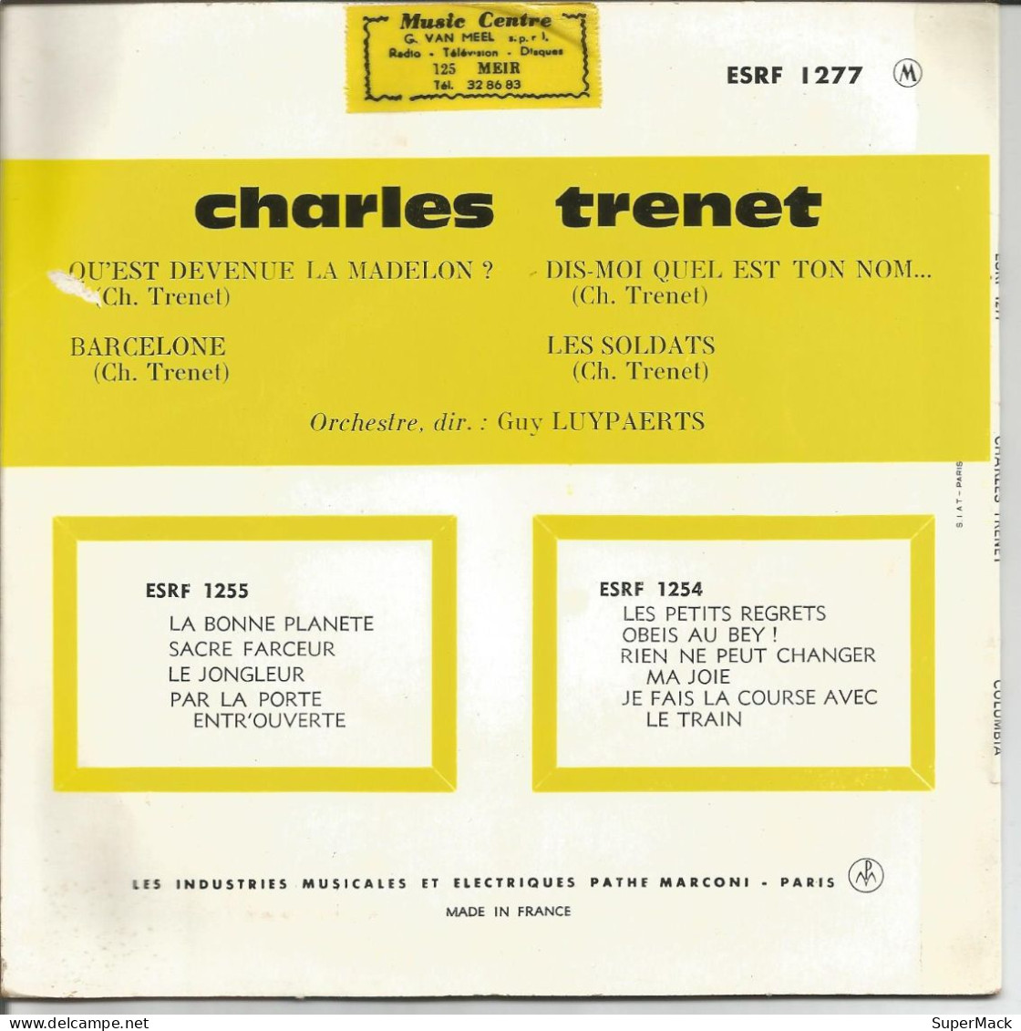 45T Charles Trenet - Qu'est Devenue La Madelon - France - 1960 - Collector's Editions