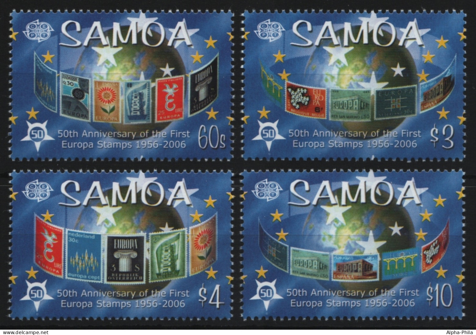 Samoa 2005 - Mi-Nr. 1020-1023 ** - MNH - 50 Jahre Europamarken - Samoa Américaine