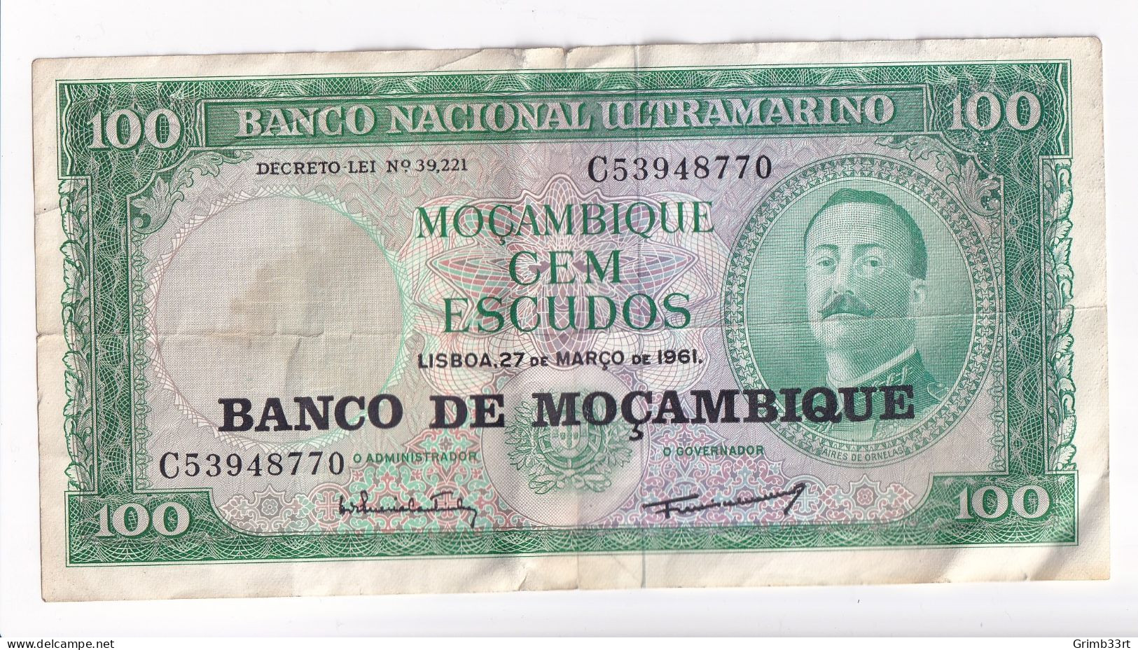 Mozambique - 100 Escudos - 1961 - Moçambique