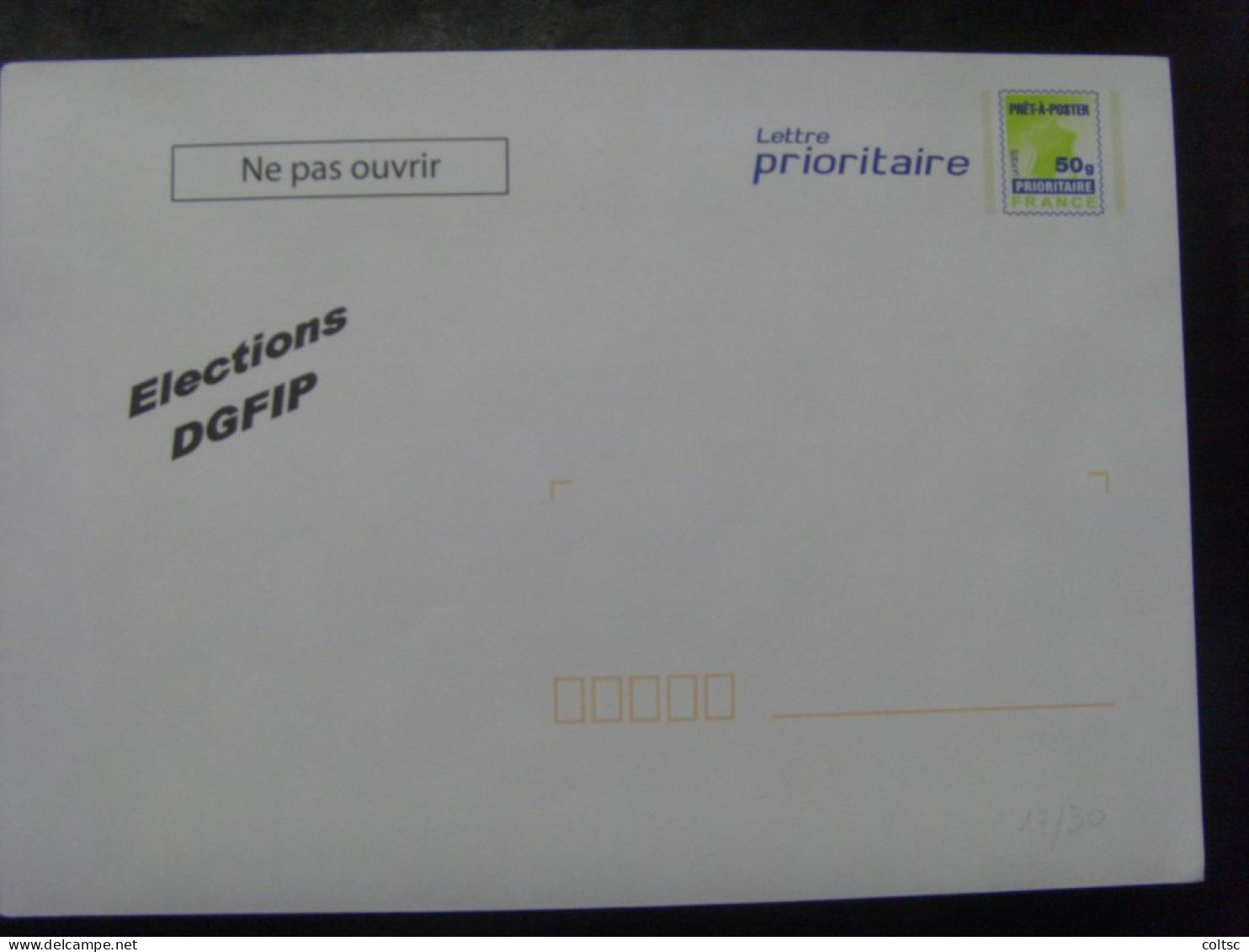 223- PAP TSC Logo France 50g Elections DGFIP 609 B2J/11C337 RARE - PAP: TSC Und Halboffizielle Aufdrucke