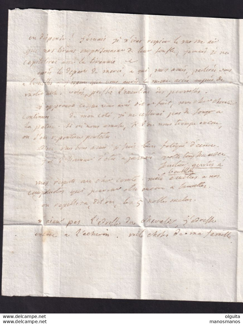 DDBB 269 - Lettre De 1791 , Griffe BOUILLON (Herlant 4) Vers Bruxelles , Port 6 Sols à L'encre - Signée Gentis - 1790-1794 (Révol. Autrich. Et Invas. Franç.)