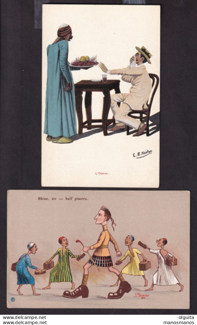 DDW350 -- EGYPT 10 Finely Designed Humoristic Postcards ( Around 1910) - Mostly Edited The Cairo Postcard Trust , Cairo - Verzamelingen & Kavels