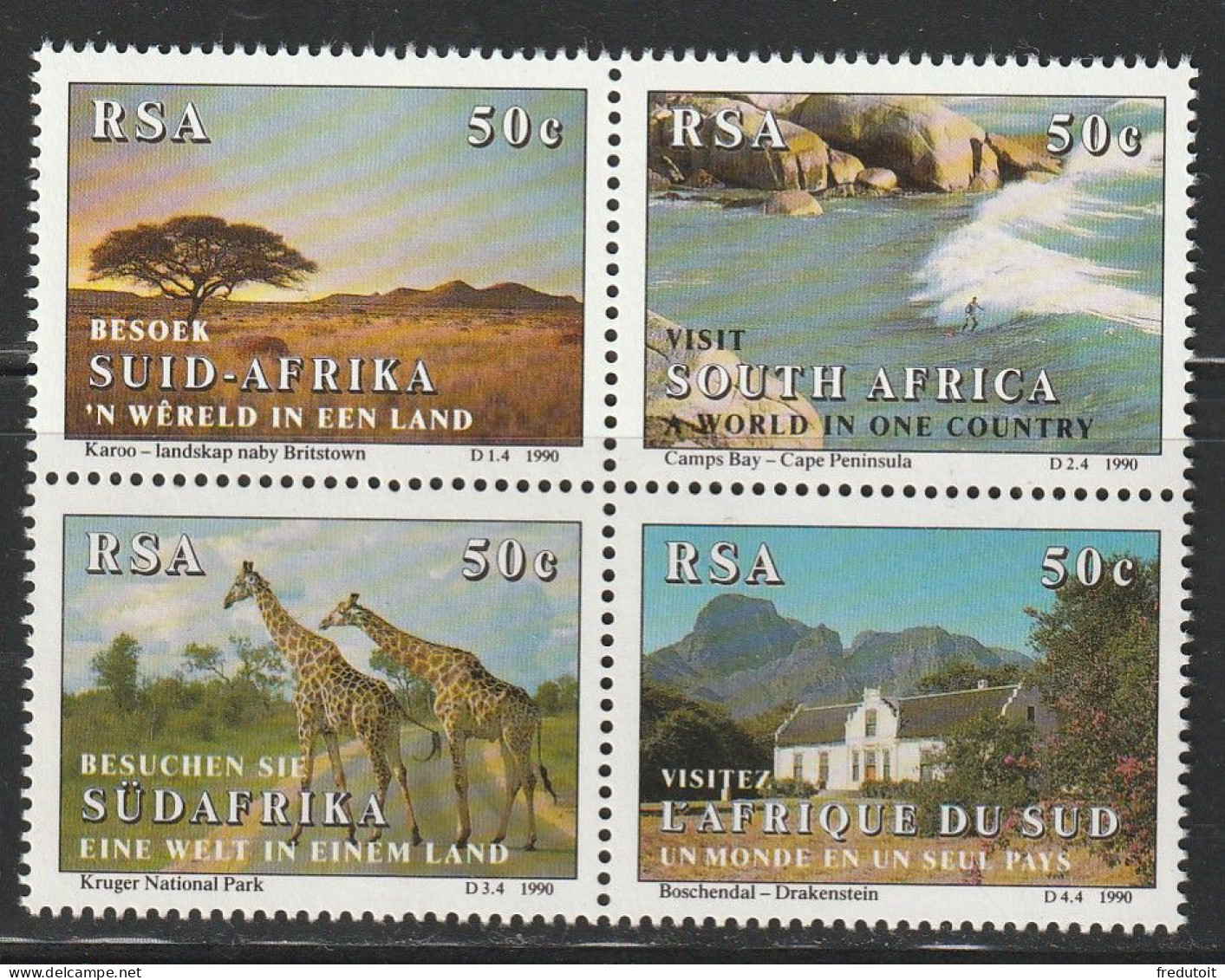 AFRIQUE Du SUD - N°721/4 ** (1990) Tourisme - Nuovi