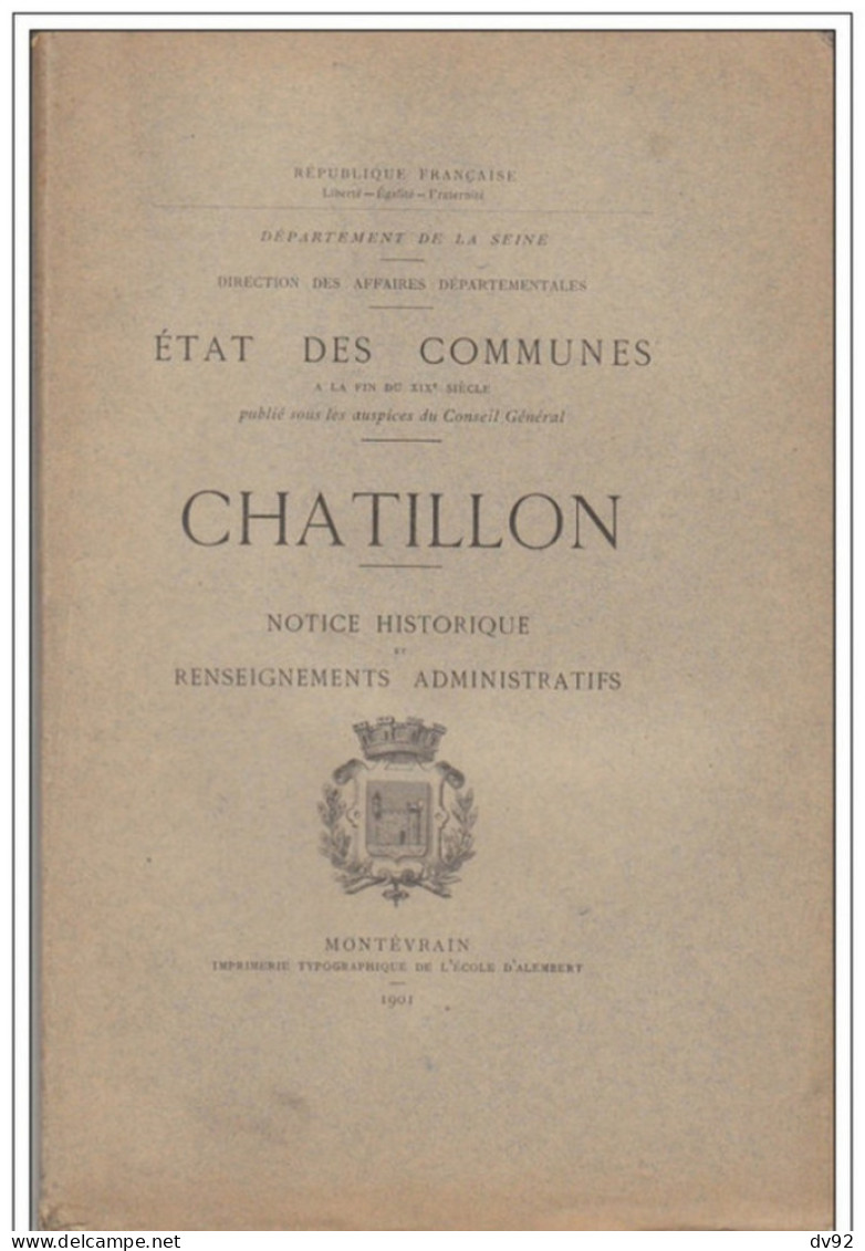 HAUTS DE SEINE ETAT DES COMMUNES A LA FIN DU XIX EME SIECLE CHATILLON - Ile-de-France