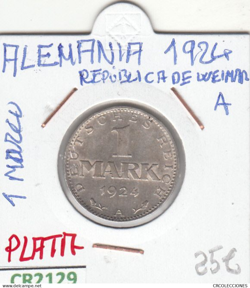 CR2129 MONEDA ALEMANIA 1 MARCO 1924A PLATA MBC - 1 Mark & 1 Reichsmark