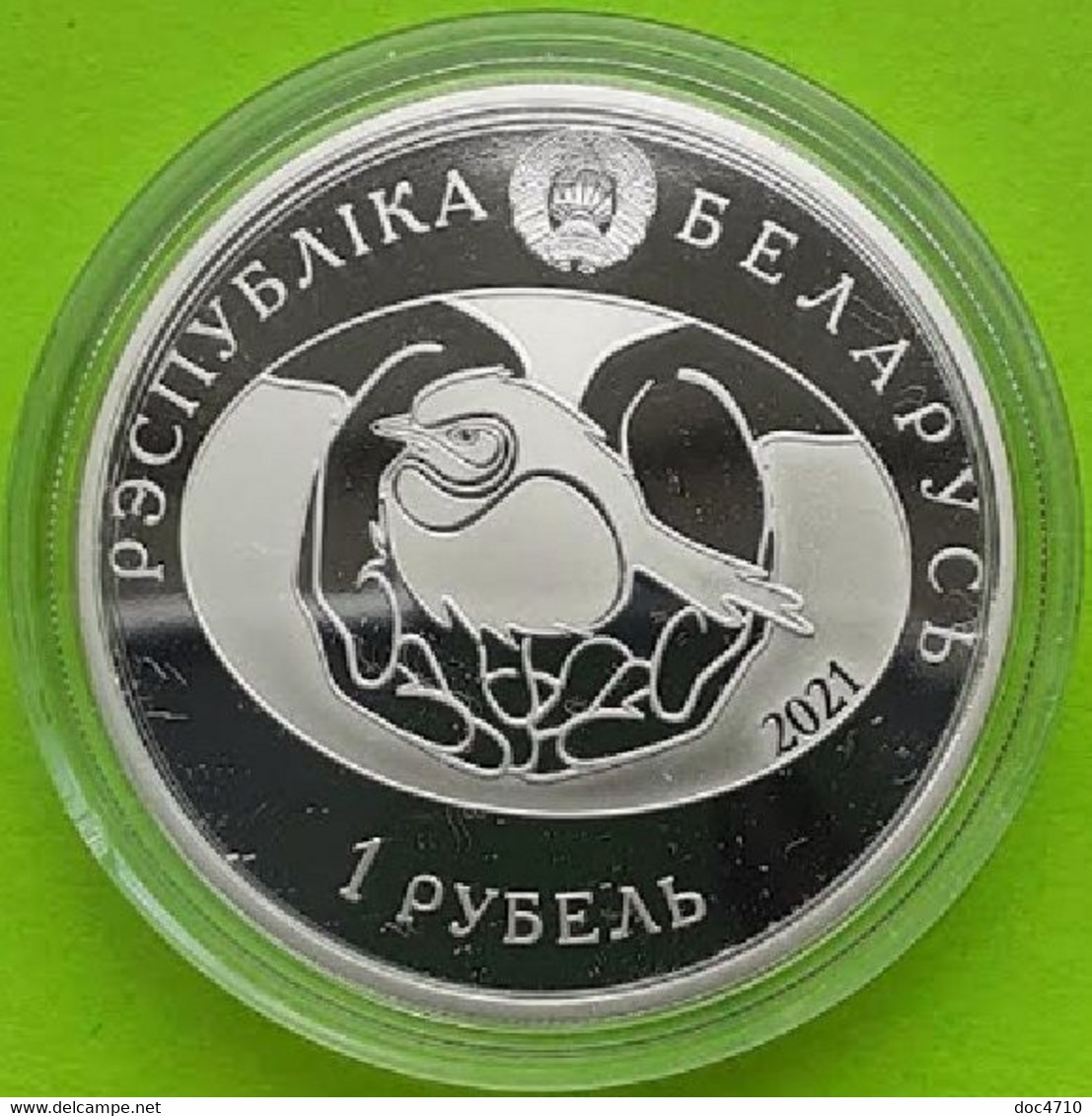 Belarus 1 Ruble 2021, Bird Of The Year – Common Nightjar, KM#700, Prooflike - Wit-Rusland