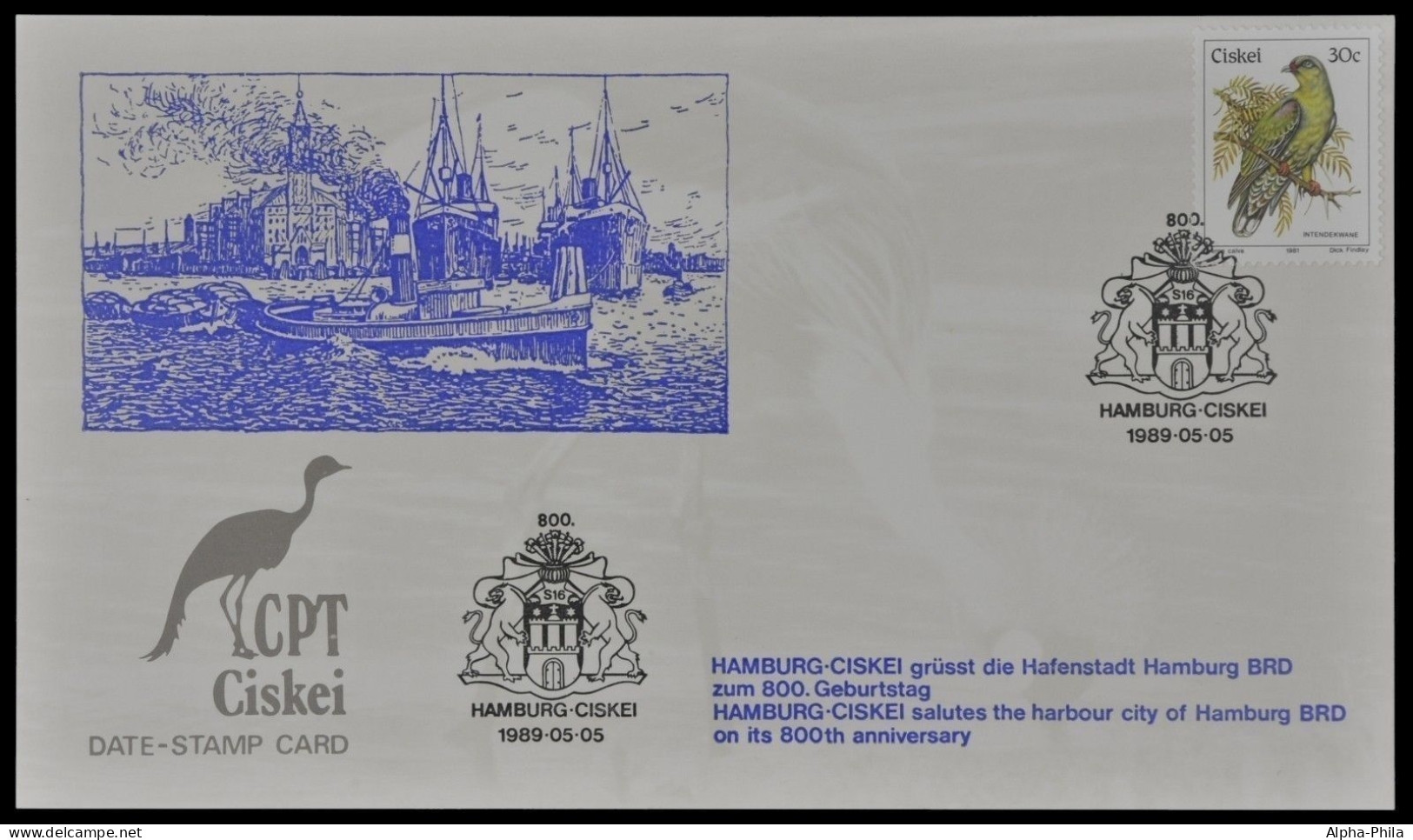 Ciskei 1989 - Souvenir-Karte - Schiffe / Ships - Vögel / Birds - Ciskei