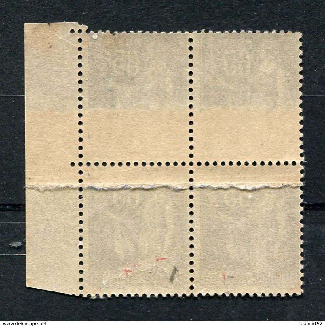 !!! BLOC DE 4 DU 65C TYPE PAIX OUTREMER N°365 IMPRESSION SUR RACCORD NEUF ** - Unused Stamps