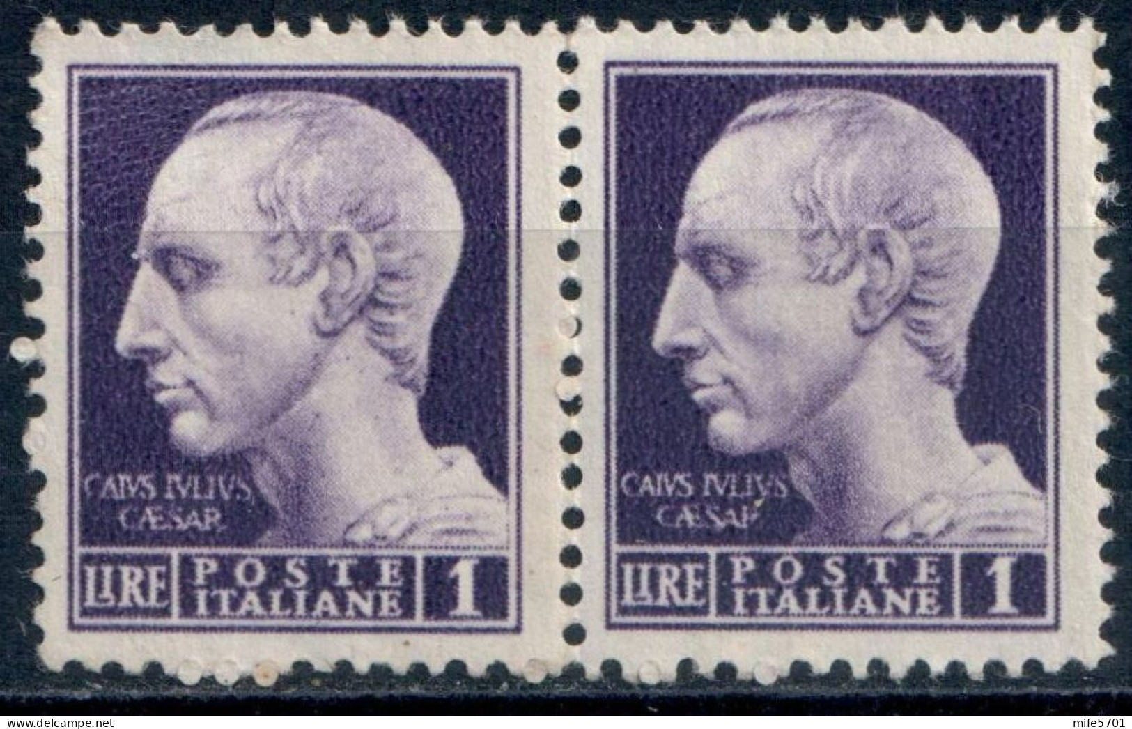 LUOGOTENENZA 1945 COPPIA FRANCOBOLLI DA L. 1 EMISSIONE DI ROMA SENZA FASCI SENZA FILIGRANA - NUOVI MNH ** SASSONE 522 - Mint/hinged