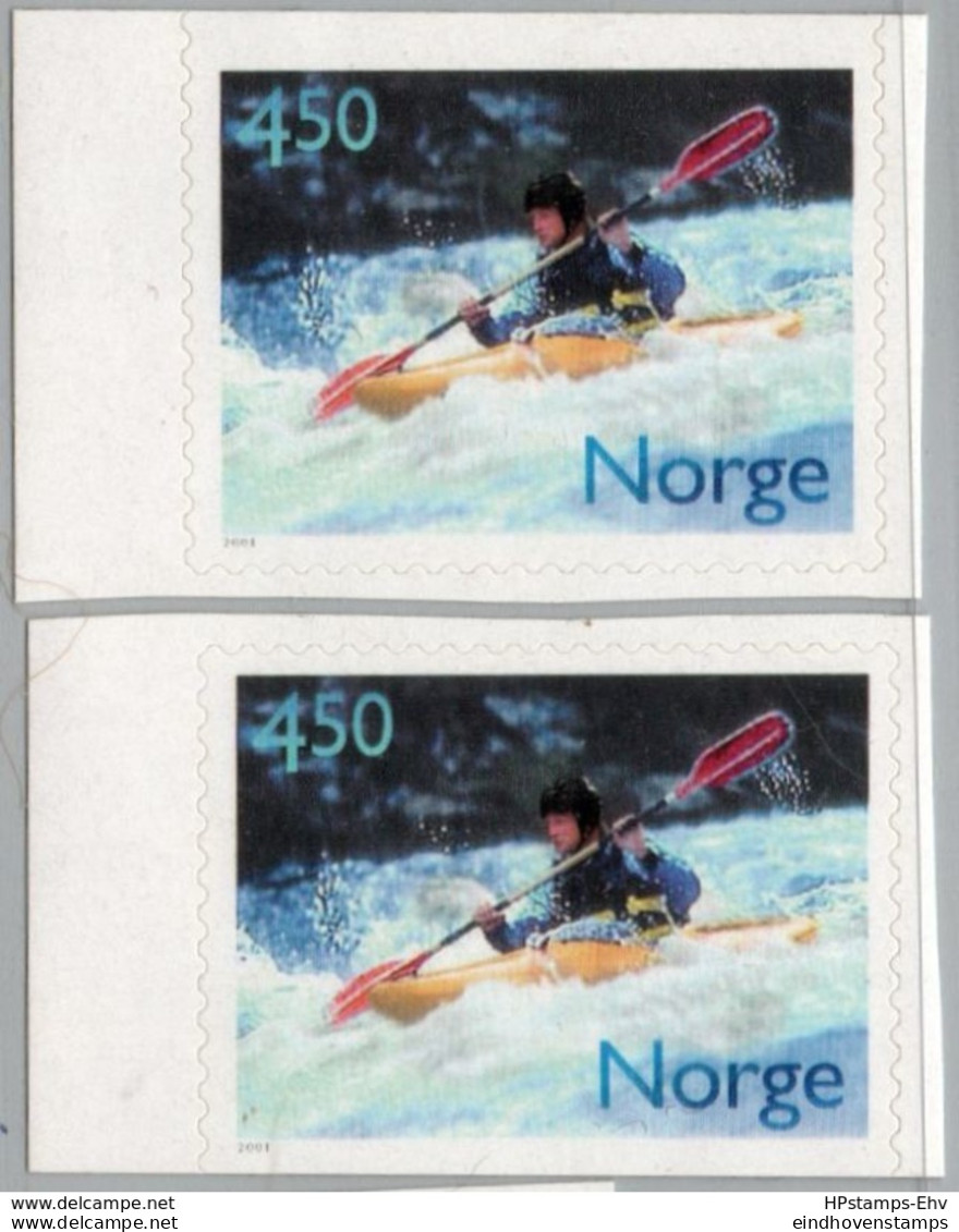 Norge, Norway 2001 Wild Water Canoeing From Sports Booklet On Top & Bottom Impe 2 Value MNH 2004.2906 - Rafting