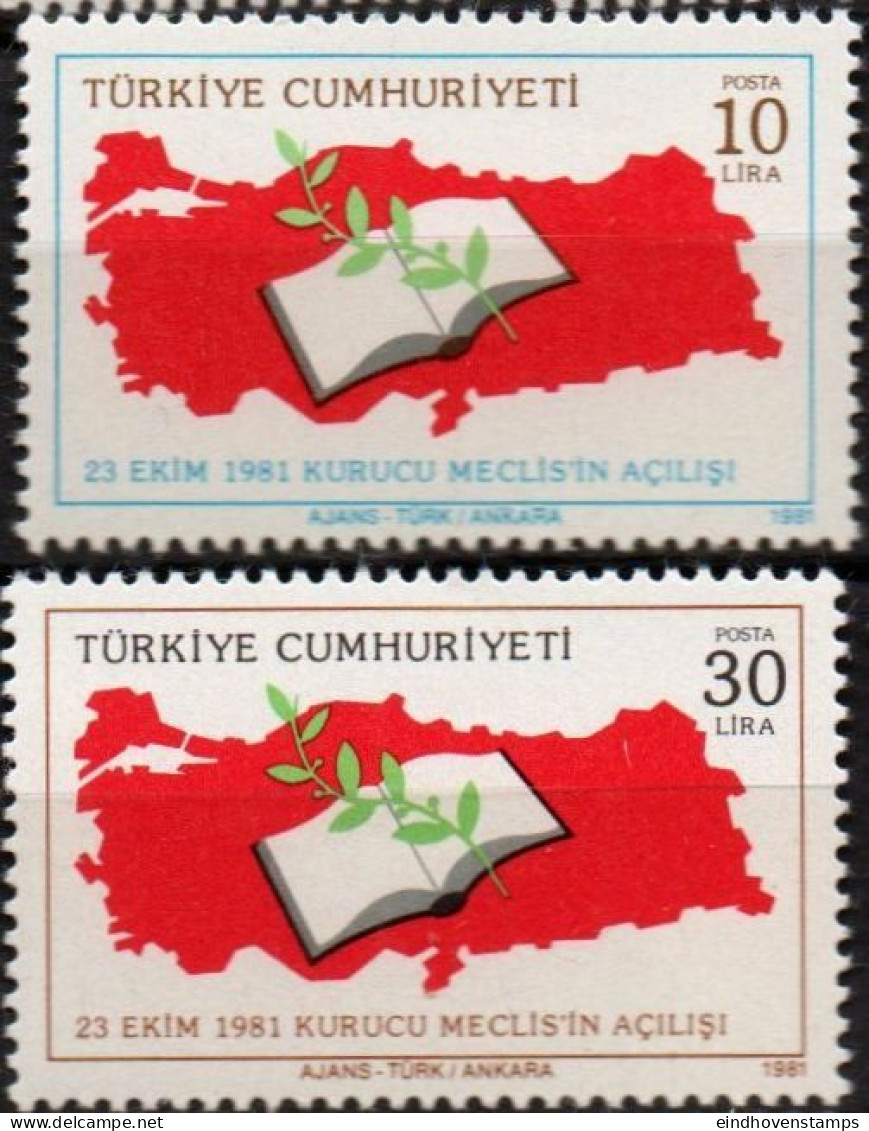 Turkey 1981 Constituent Assembly Mi 2581-82  MNH Map, Code, Law Book TR 91-16 - Protection De L'environnement & Climat