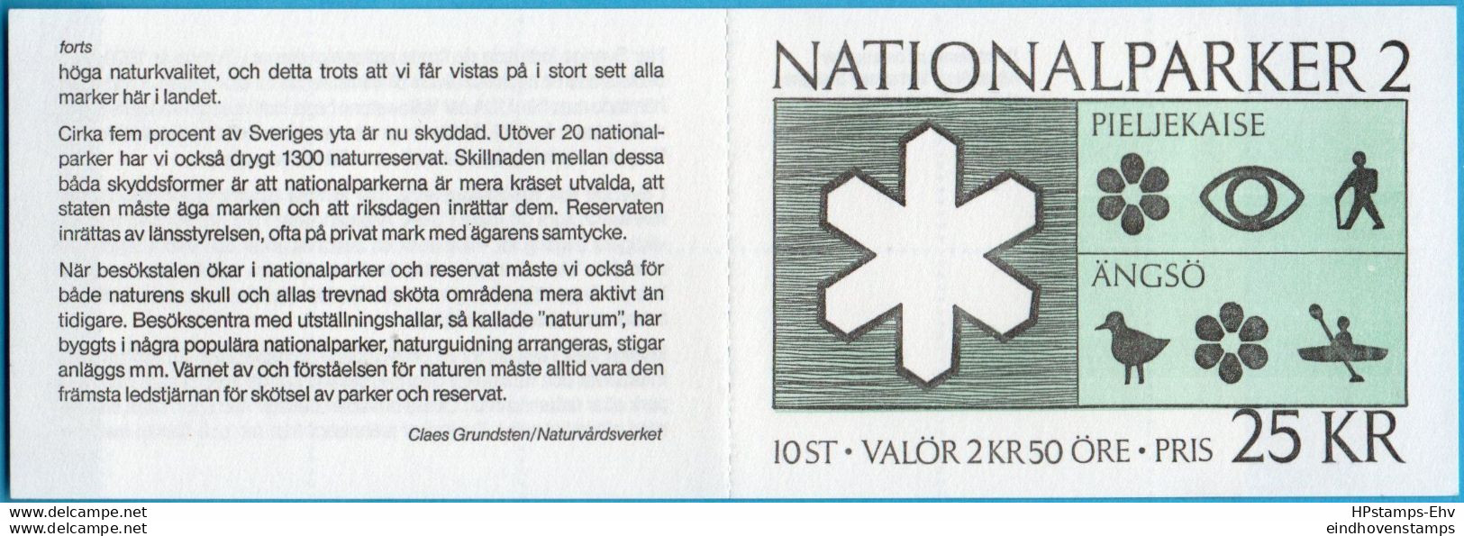 Sweden 1990 National Parks Booklet 147 MNH Ängsö, Pieljekaise, Muddus, Pajelanta, Sanfjället - Protection De L'environnement & Climat