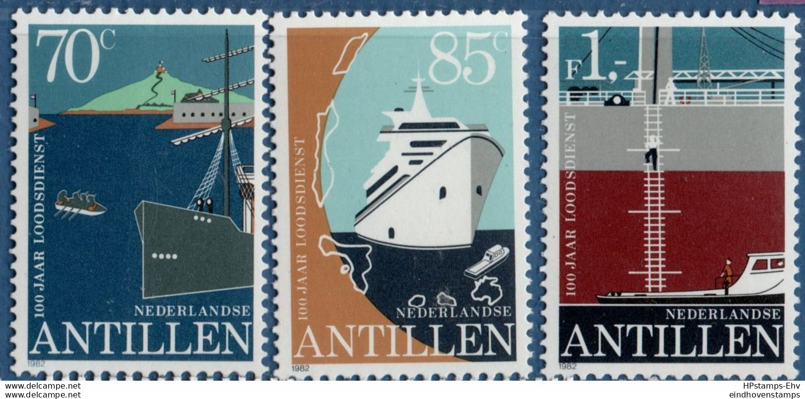 Dutch Antilles 1982 Pilotage Service 100 Year 3 Values MNH 2108.2139 Ship, Pilot Robe Ladder, Pilot Boat - Andere(Zee)