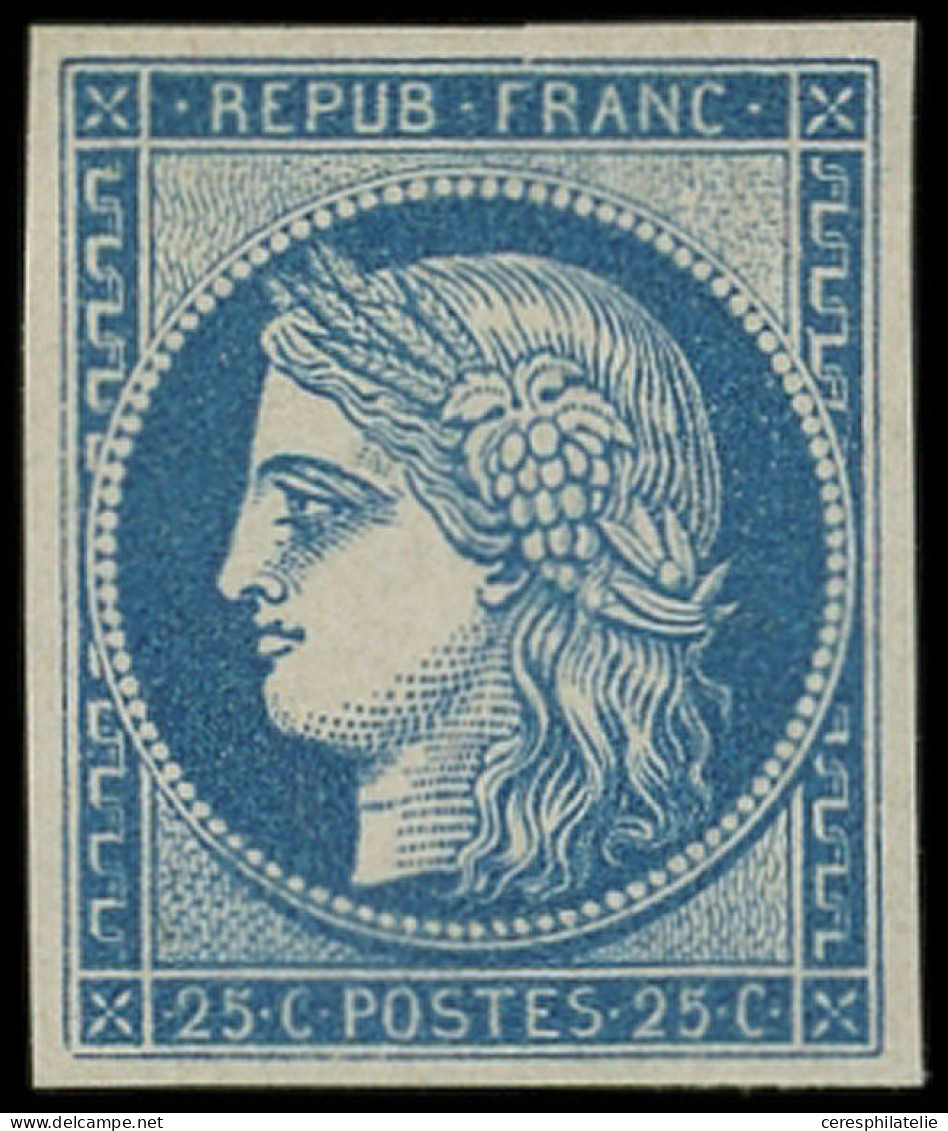 * EMISSION DE 1849 - R4d  25c. Bleu, REIMPRESSION, Ch. Légère, TB - 1849-1850 Ceres