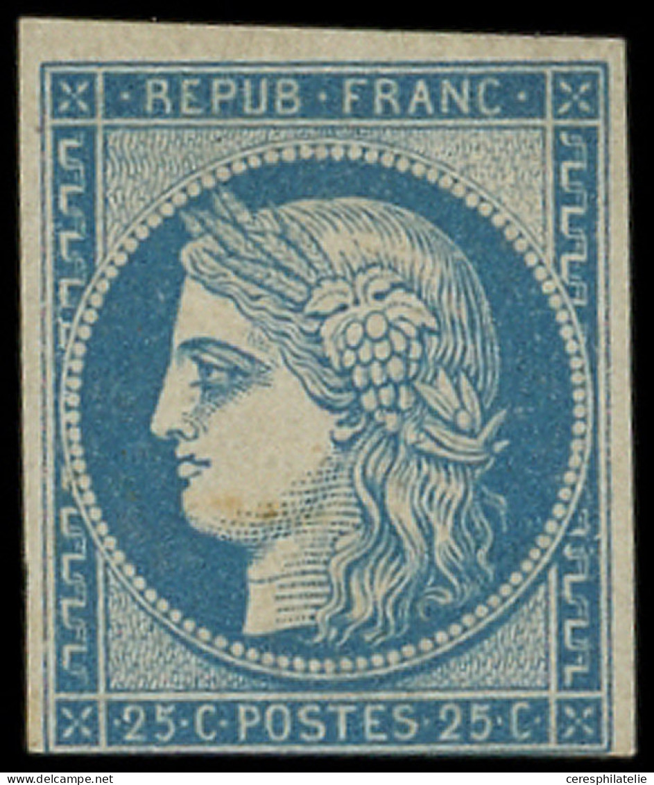 * EMISSION DE 1849 - R4d  25c. Bleu, REIMPRESSION, Court En Bas, TB - 1849-1850 Cérès
