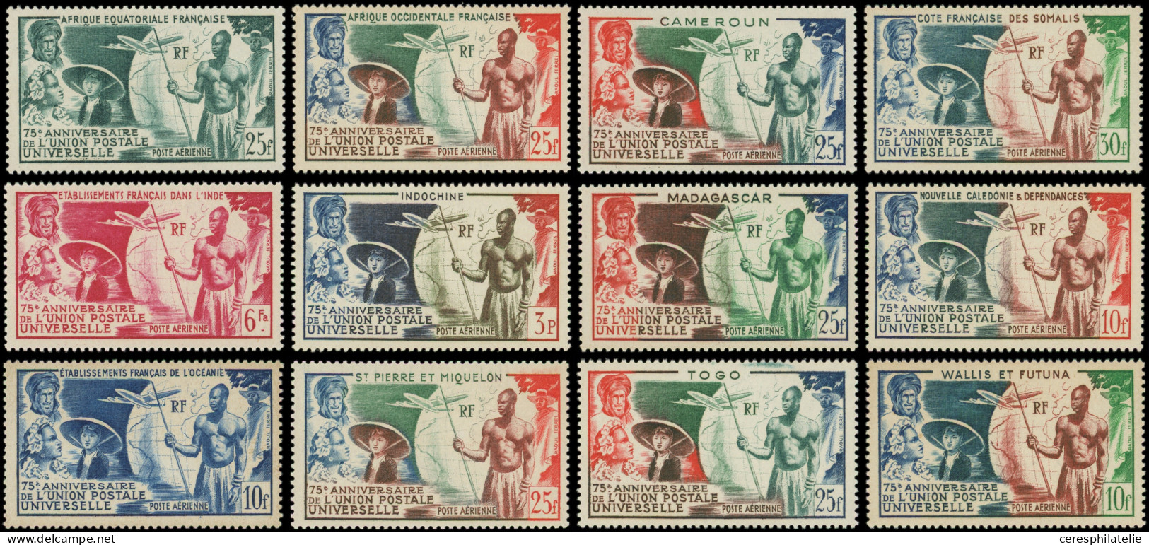 ** Grandes Séries Coloniales 1949 : U.P.U., 12 Valeurs, TB - Ohne Zuordnung