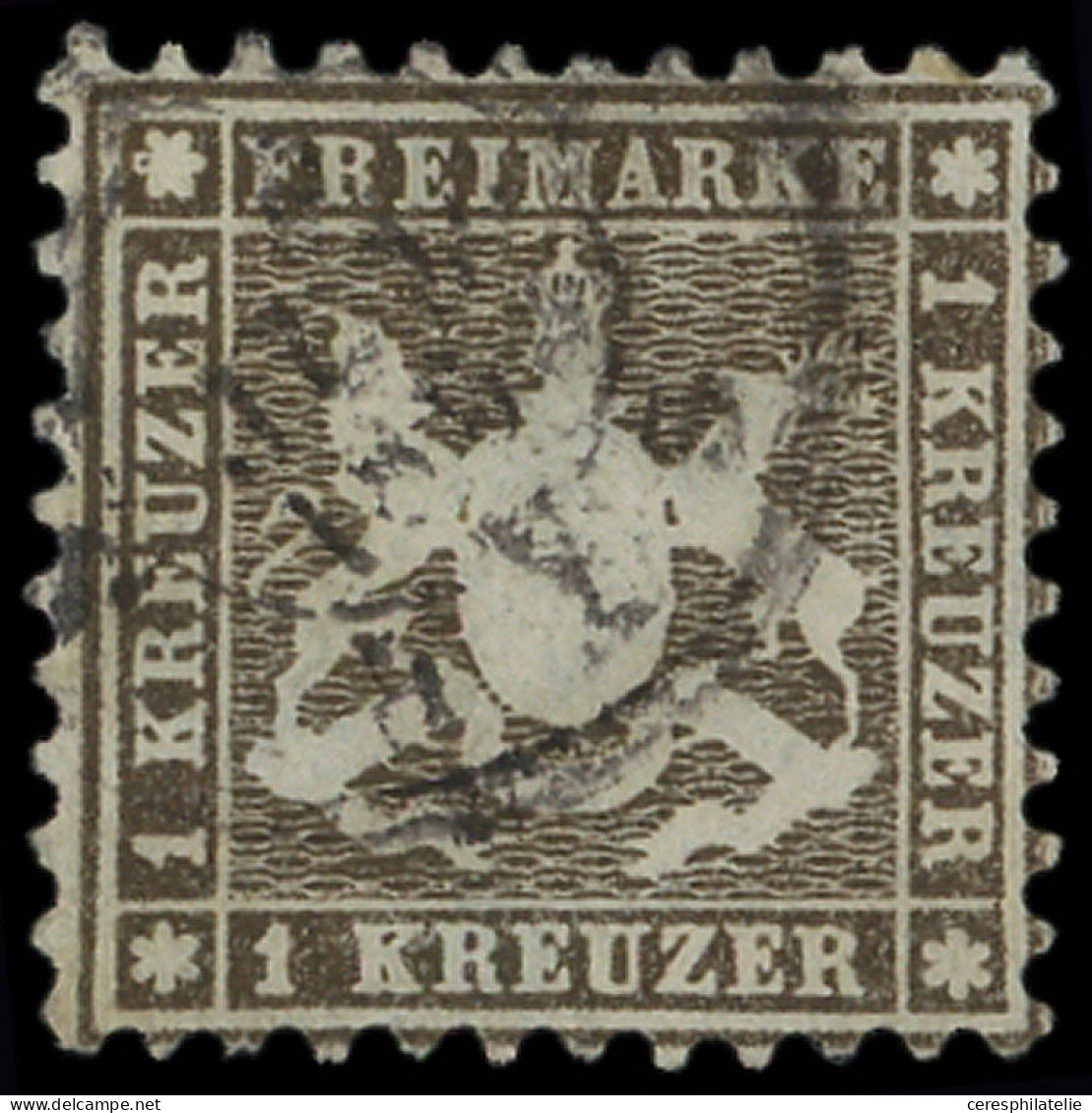 ALLEMAGNE (ANCIENS ETATS) WURTEMBERG 21 : 1k. Brun, Obl., TB. S - Otros & Sin Clasificación