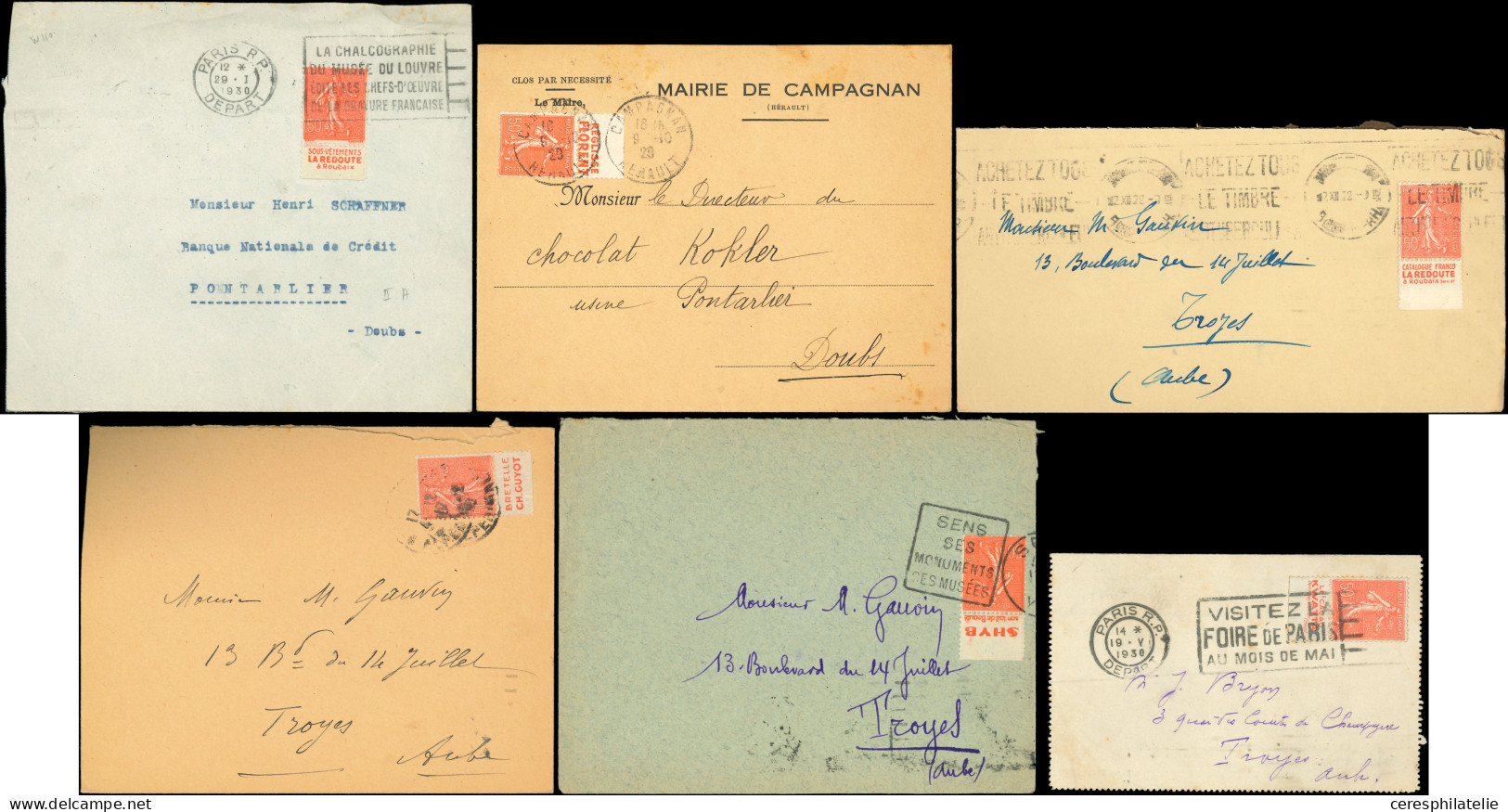 Let Lot De 20 Lettres Affr. N°199 Avec Bandes Pubs Presque Toutes Différentes, TB - Collections (with Albums)