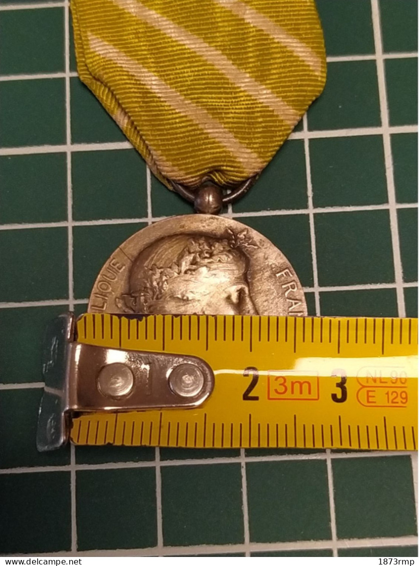 MEDAILLE PETIT MODULE DU MINISTERE DE L'INTERIEUR EMPLOYES COMMUNAUX 1921 ARGENT, FRANCE - France