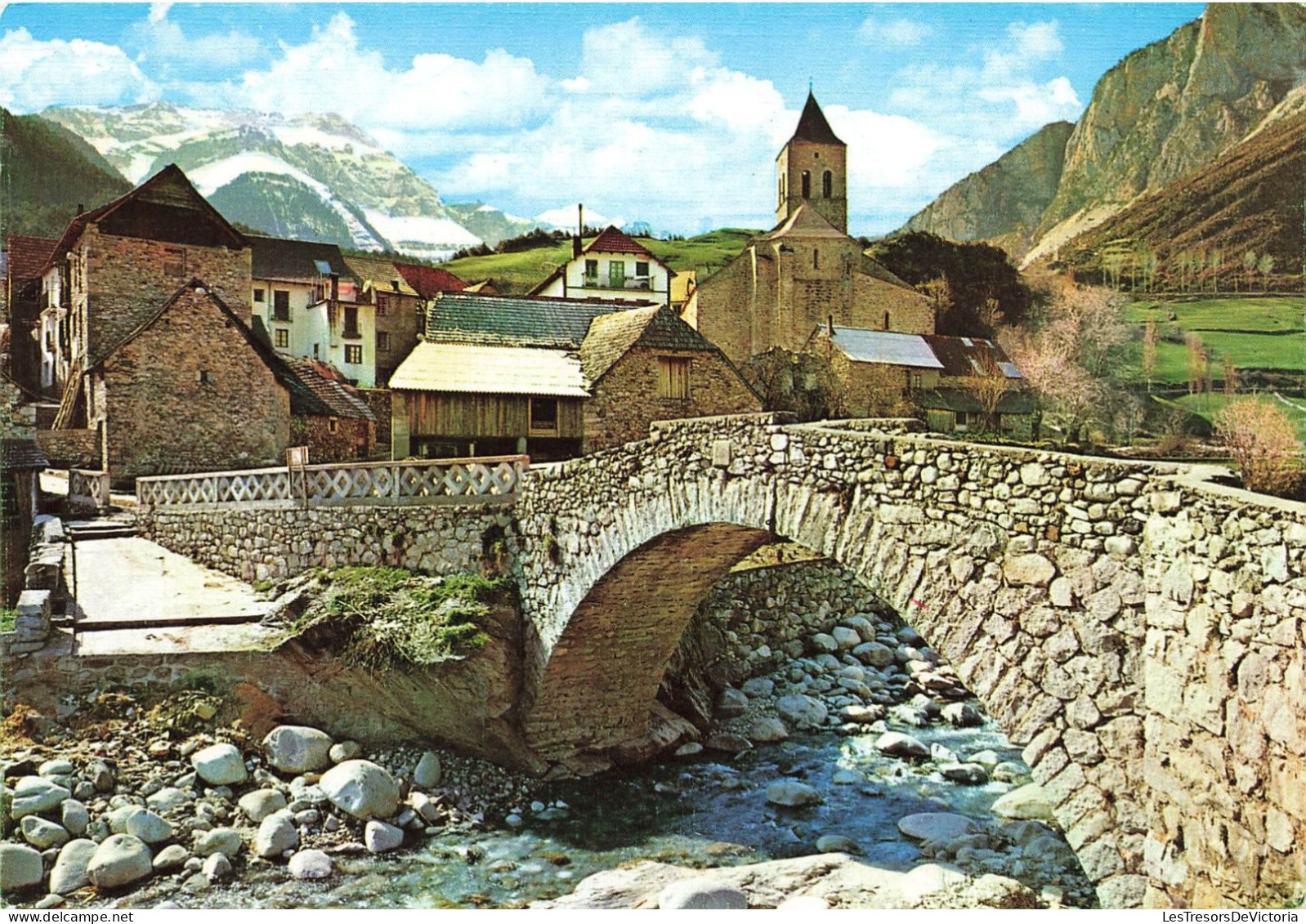 ESPAGNE - Bielsa (Pirineo Aragones) - Puente Romànico Y Rio Barrosa Al Fondo Estribaciones De Monte ....- Carte Postale - Huesca