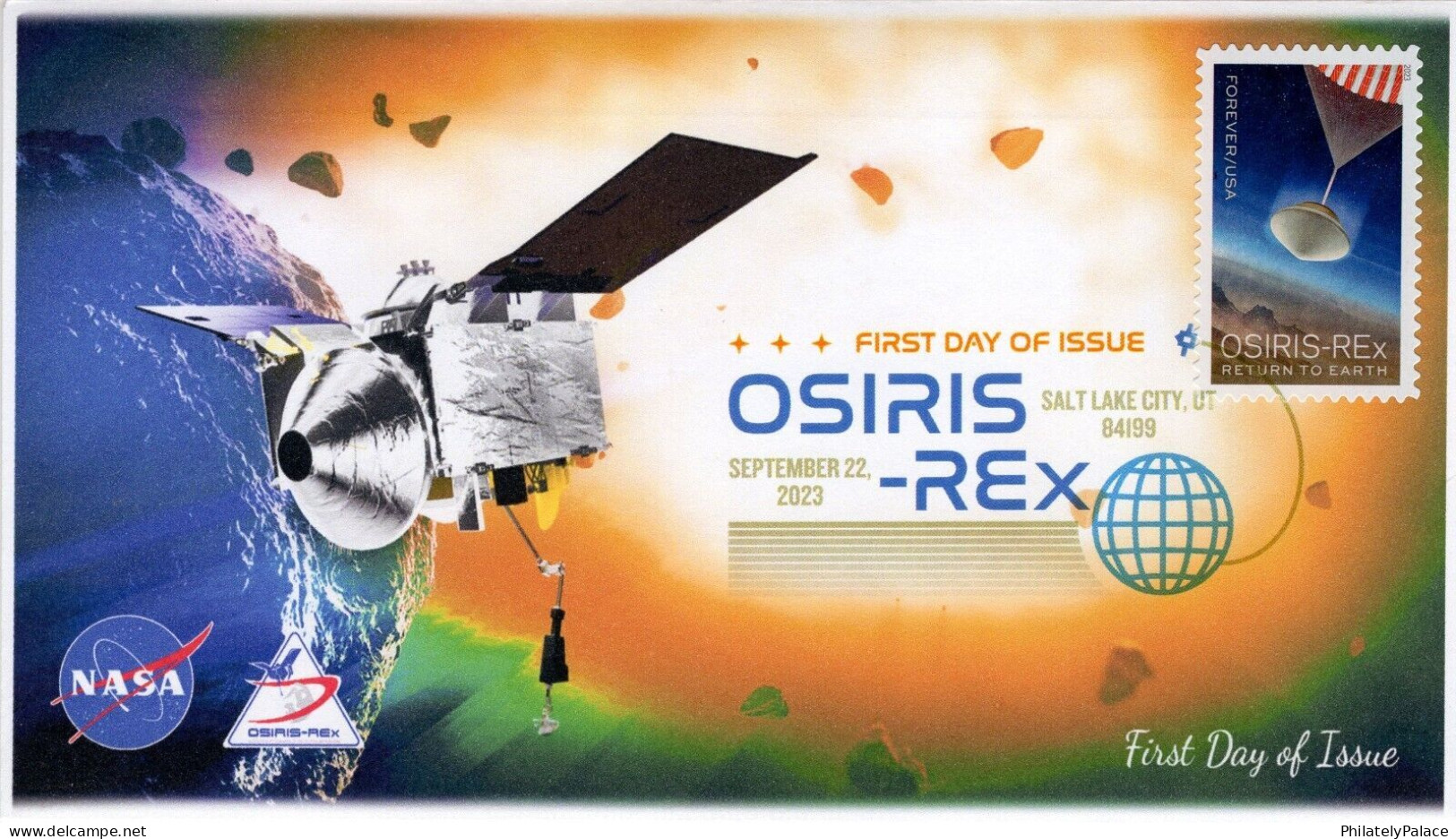 USA 2023 Space NASA,OSIRIS REx,Earth, Asteroid, Satellite, Drill, Pictorial Postmark, FDC Cover (**) - Lettres & Documents