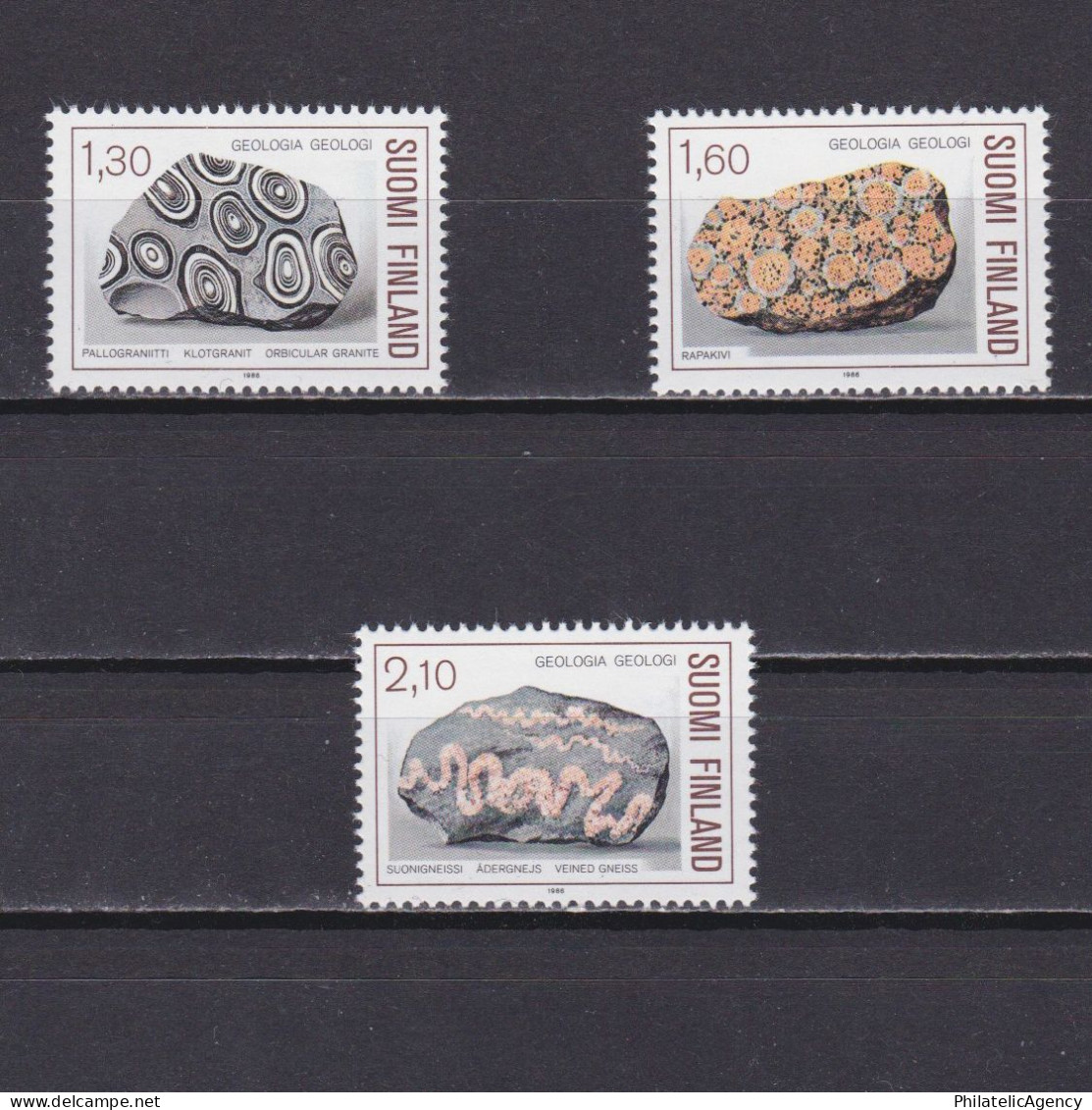 FINLAND 1986, Sc# 732-734, National Geological Society, MNH - Montagne