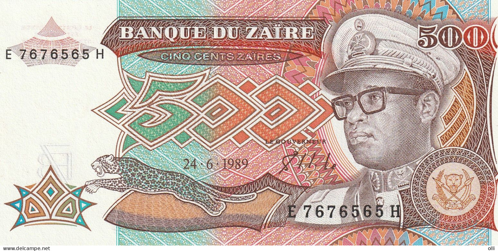 Zaïre, 500 ZAIRE 1989  P-34  UNC - Zaire