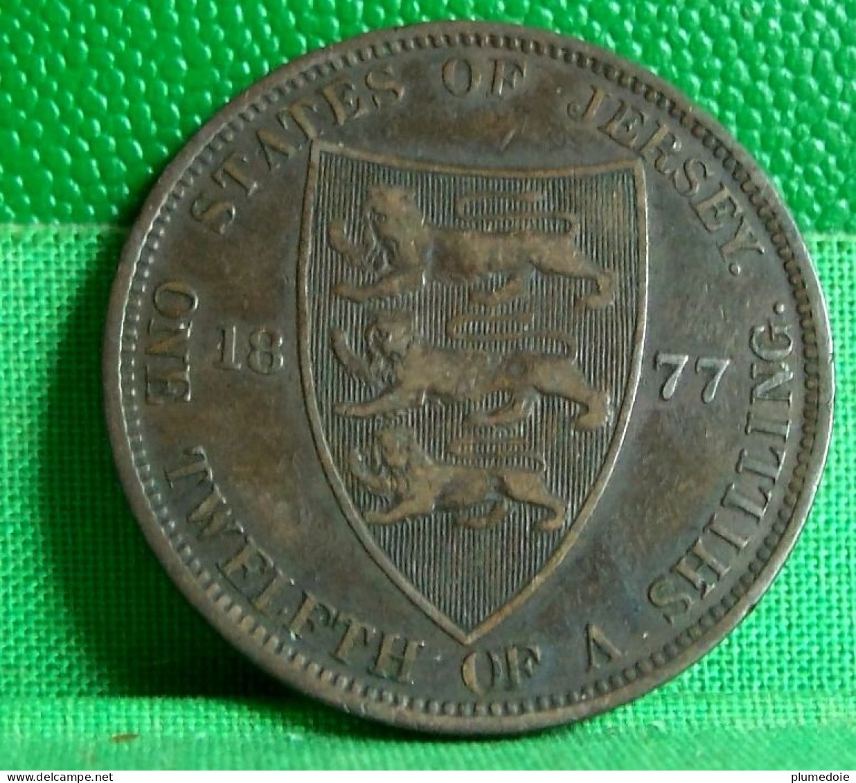 MONNAIE  ,VICTORIA COIN , STATE Of JERSEY  1877 H ,  1/12 SHILLING , ONE TWELFTH , - Colonie