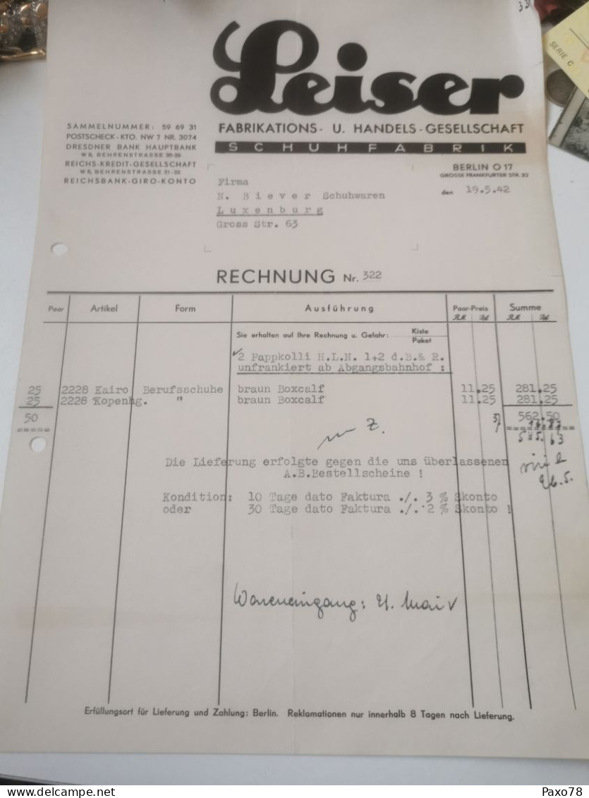 Rechnung Allemagne, Leiser, Berlin 1942 - 1900 – 1949