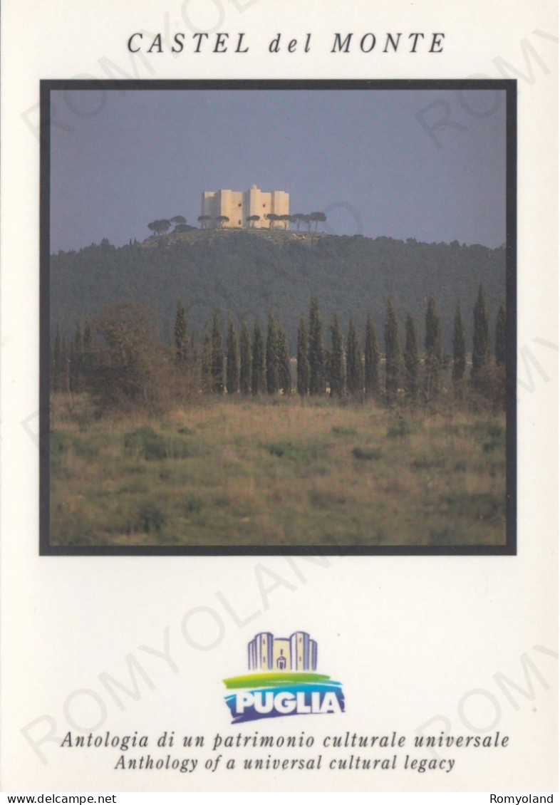 CARTOLINA  CASTEL DEL MONTE,ANDRIA,PUGLIA-PATRIMONIO UNIVERSALE DELL'UNESCO-ASSESSORATO ALLA PROMOZIONE-NON VIAGGIATA - Andria