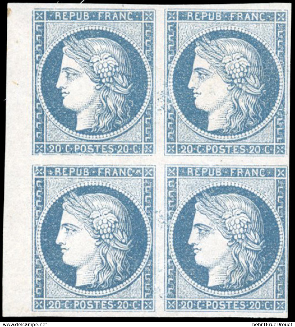 * 8b - 20c. Bleu S/azuré. Non émis. Bloc De 4. BdeF. SUP. RR. - 1849-1850 Ceres