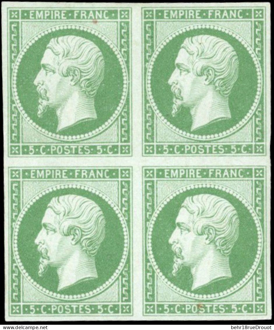 (*) 12e - 5c. Vert Clair. Tirage Arts Et Métiers. Bloc De 4. SUP. R. - 1853-1860 Napoléon III