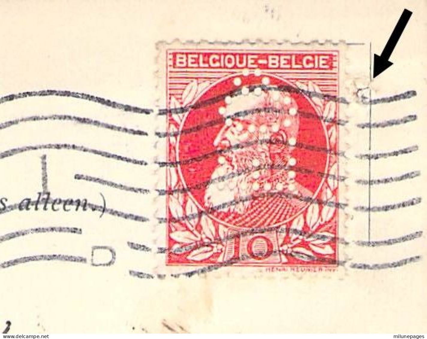 Timbre 10c.rouge Grosse Barbe Perforé E.Co Sur Carte Postale Privée Eiffe & Cie Anvers Antwerpen 1911 - 1909-34