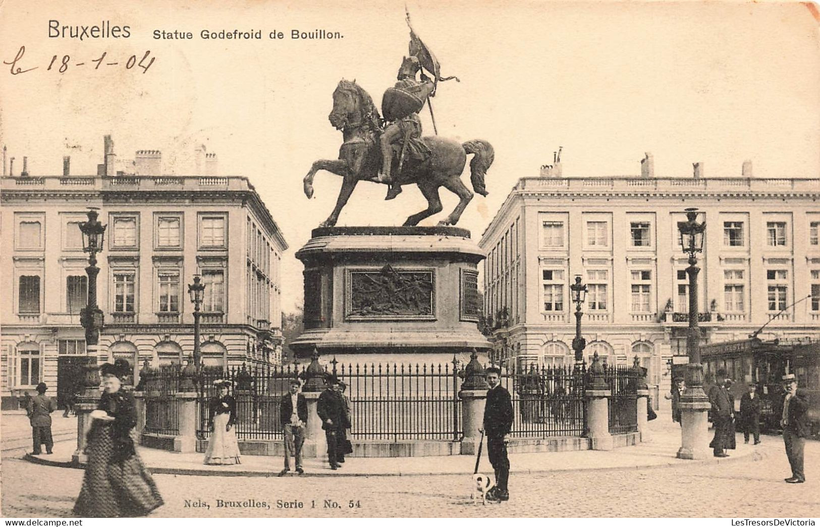 BELGIQUE - Bruxelles - Statue Godefroid De Bouillon - Animé - Carte Postale Ancienne - Plätze